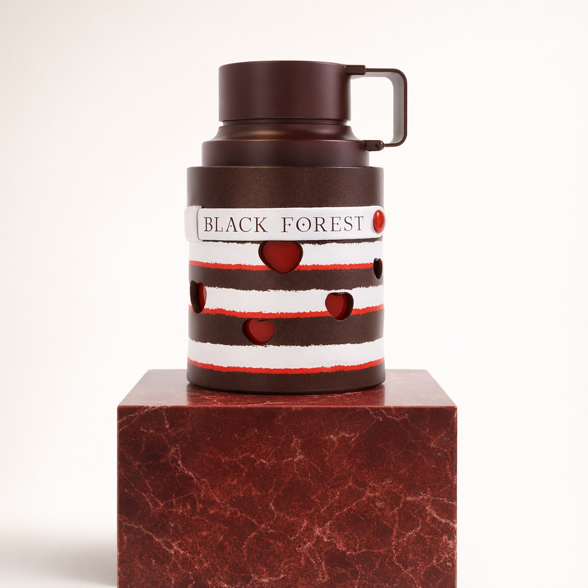 Armaf Odyssey Black Forest Desert Edition EDP upright pedestal gallery showcase