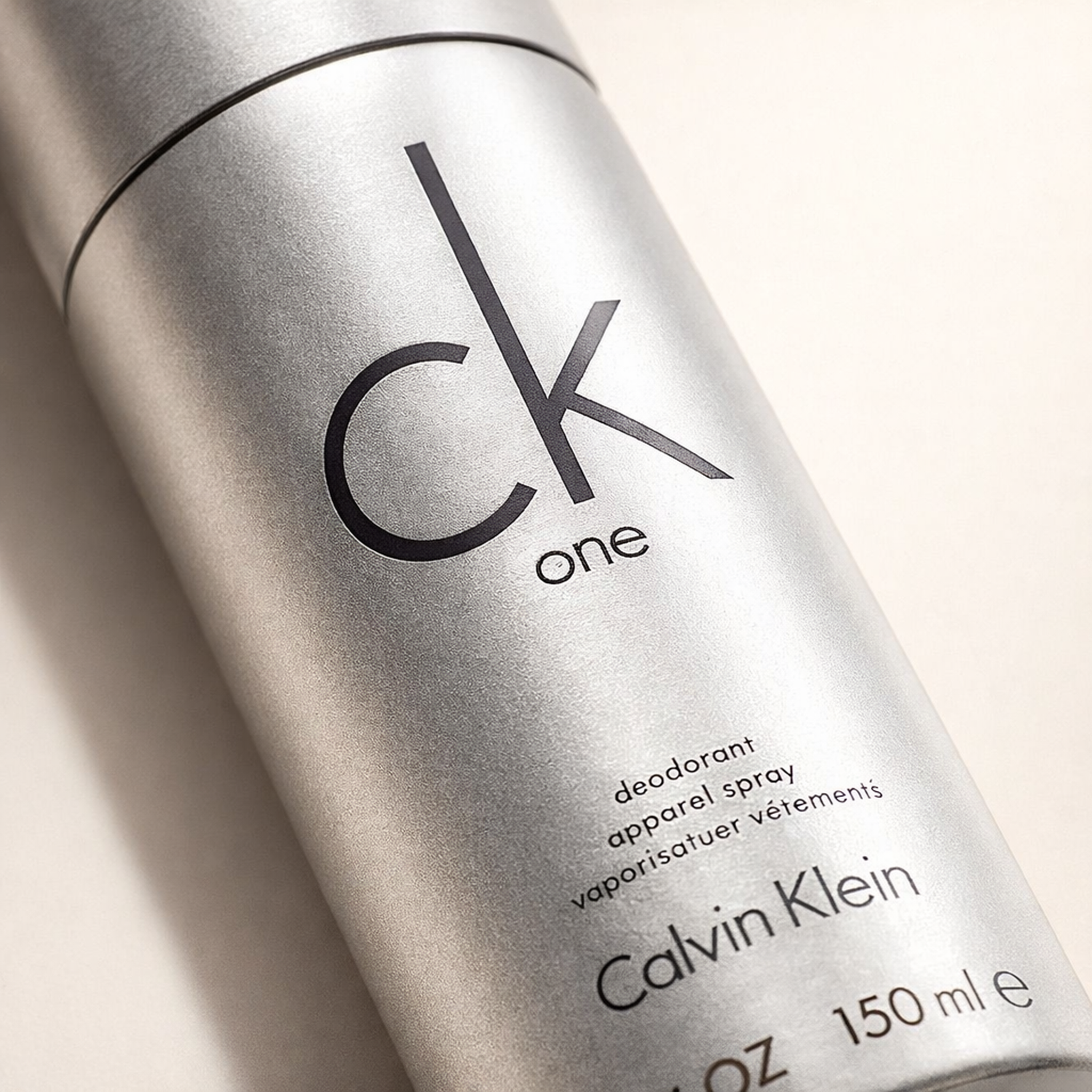 Calvin Klein CK One Deodorant Spray macro label detail gallery showcase