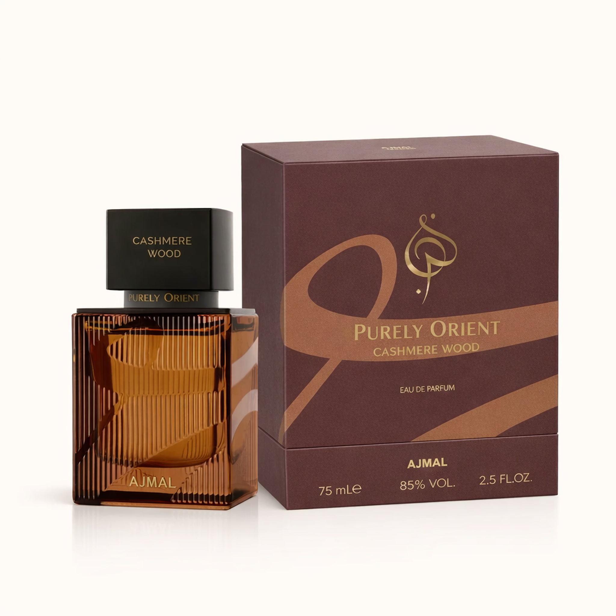 Ajmal Purely Orient Cashmere Wood EDP packaging image