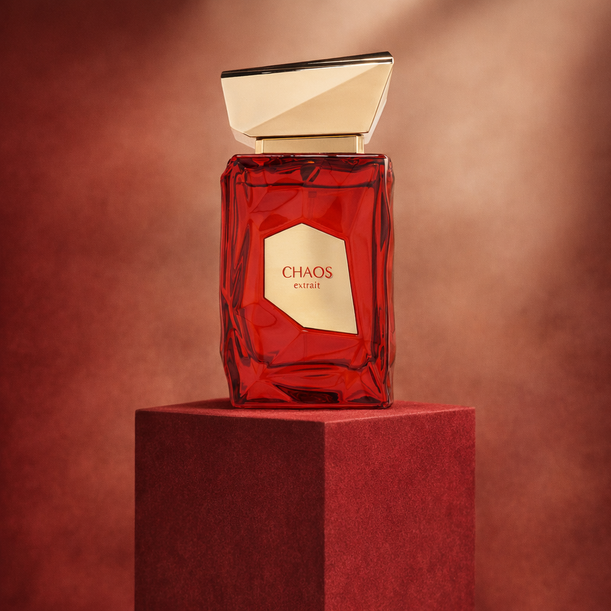 French Avenue Chaos Extrait de Parfum upright pedestal gallery showcase