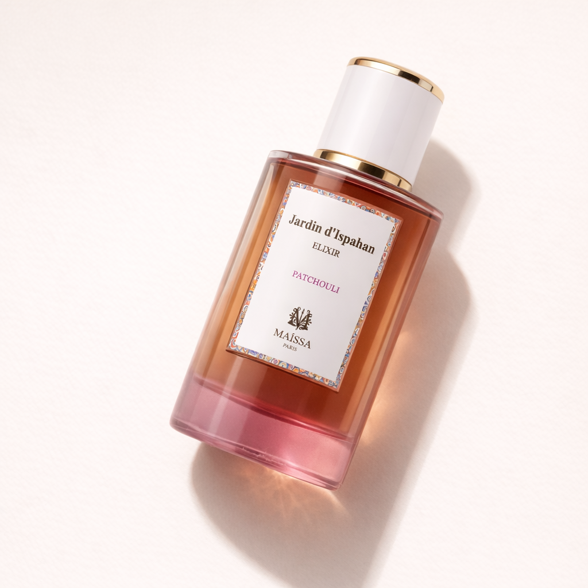 Maissa Jardin D'Ispahan Patchouli EDP angled still-life gallery showcase