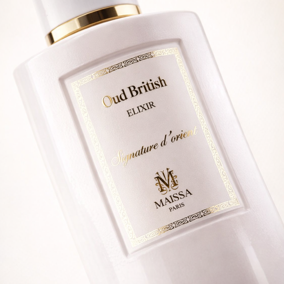 Maissa Oud British Elixir EDP macro label detail gallery showcase