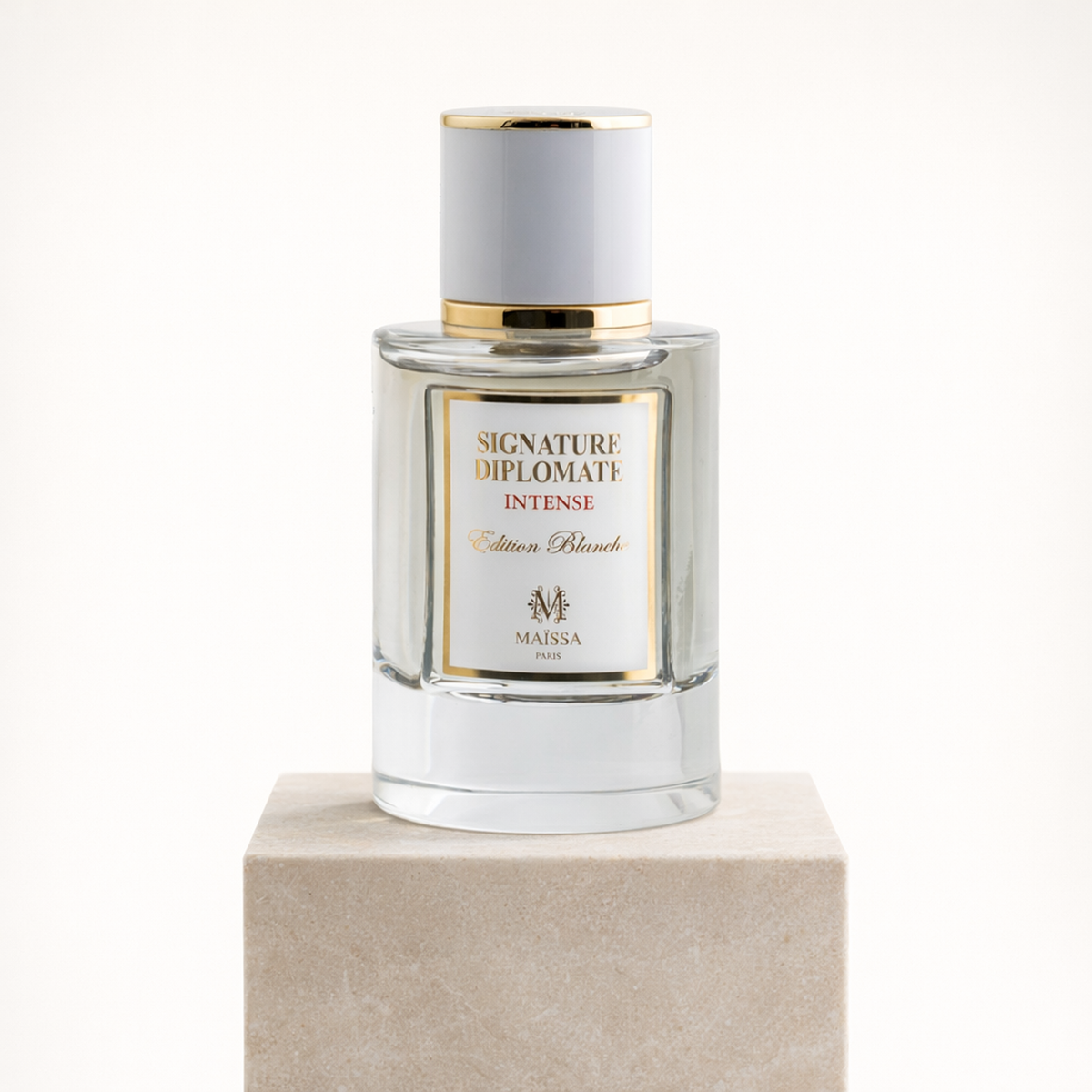 Maissa Signature Diplomte L'Intense EDP upright pedestal gallery showcase