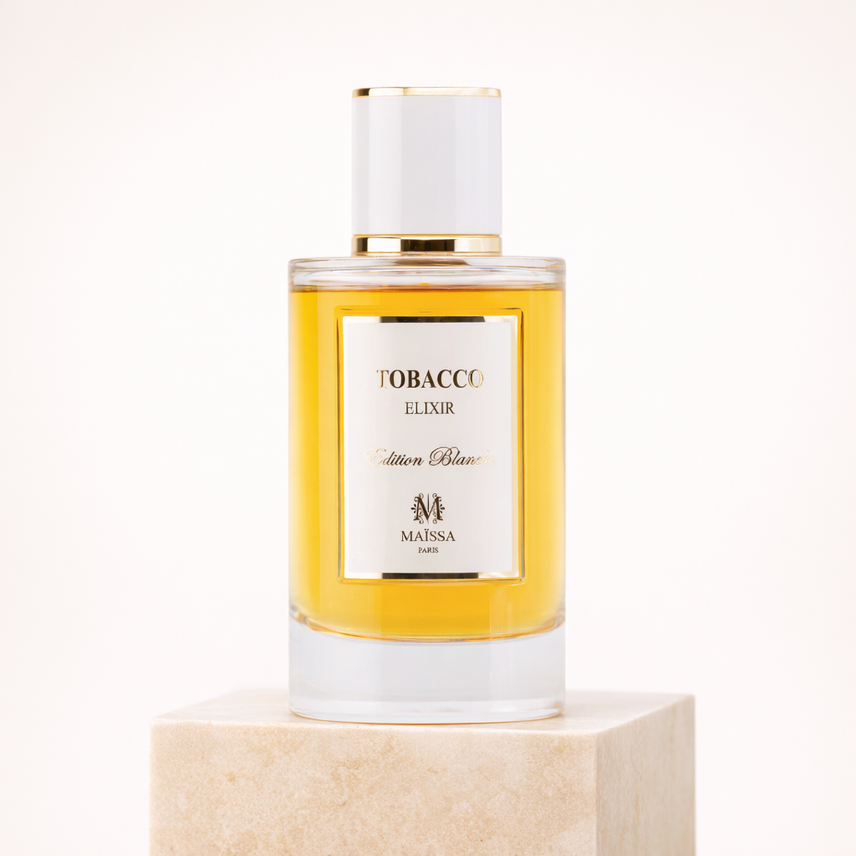 Maissa Tobacco Elixir EDP upright pedestal gallery showcase
