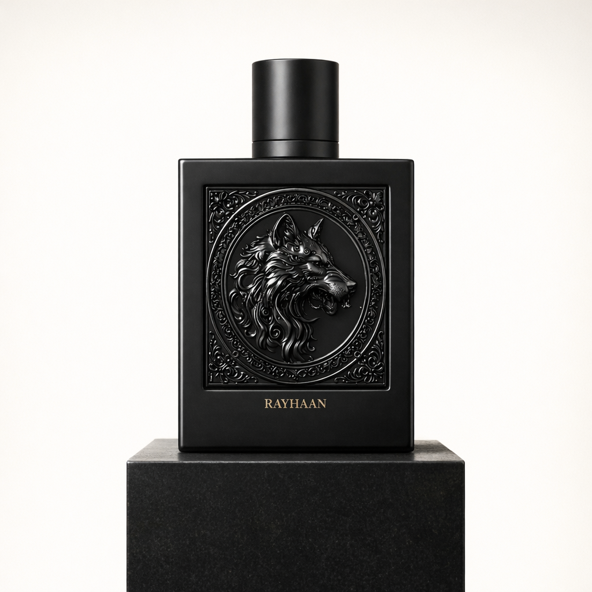 Rayhaan Wolf EDP upright pedestal gallery showcase