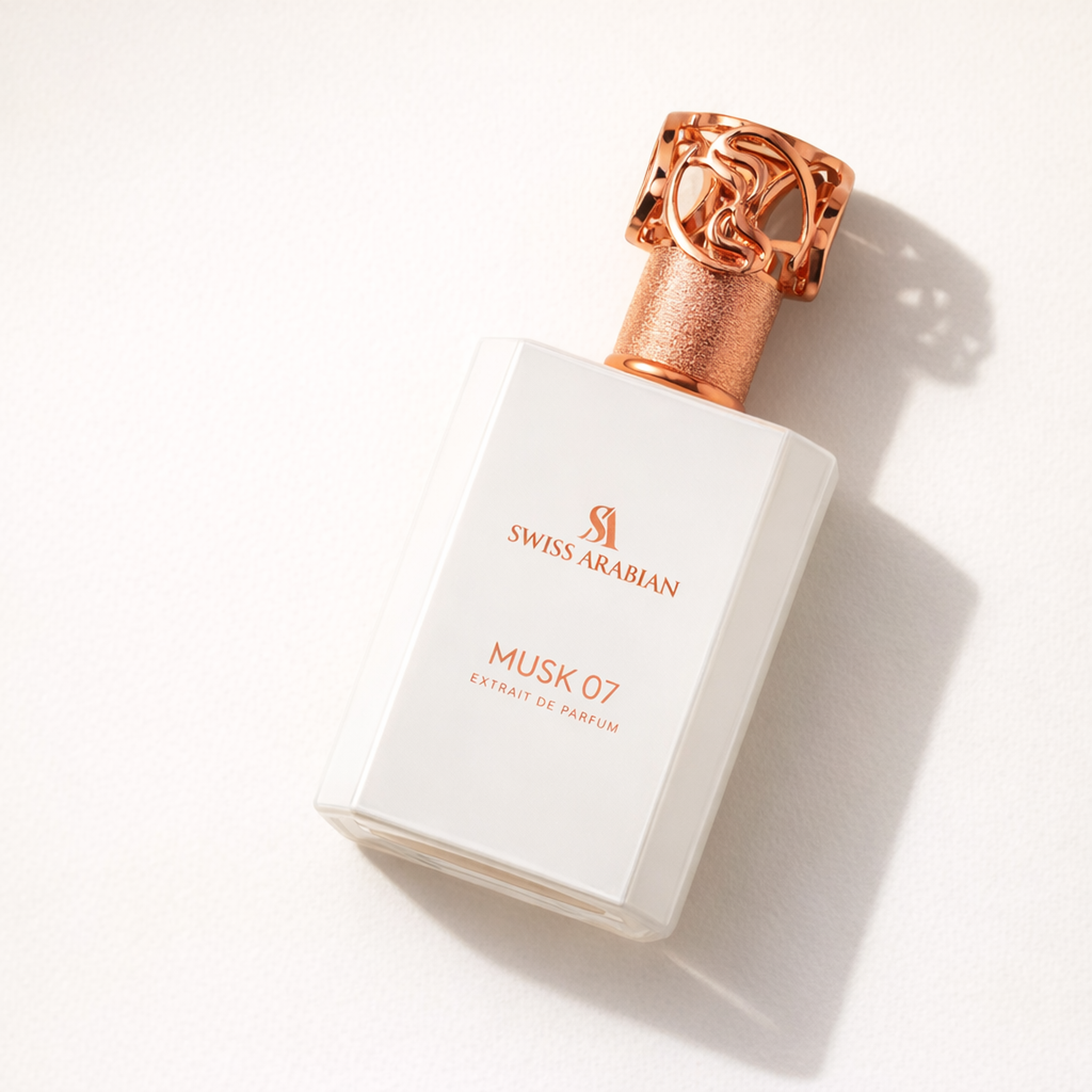 Swiss Arabian Musk 07 Extrait Parfum angled still-life gallery showcase