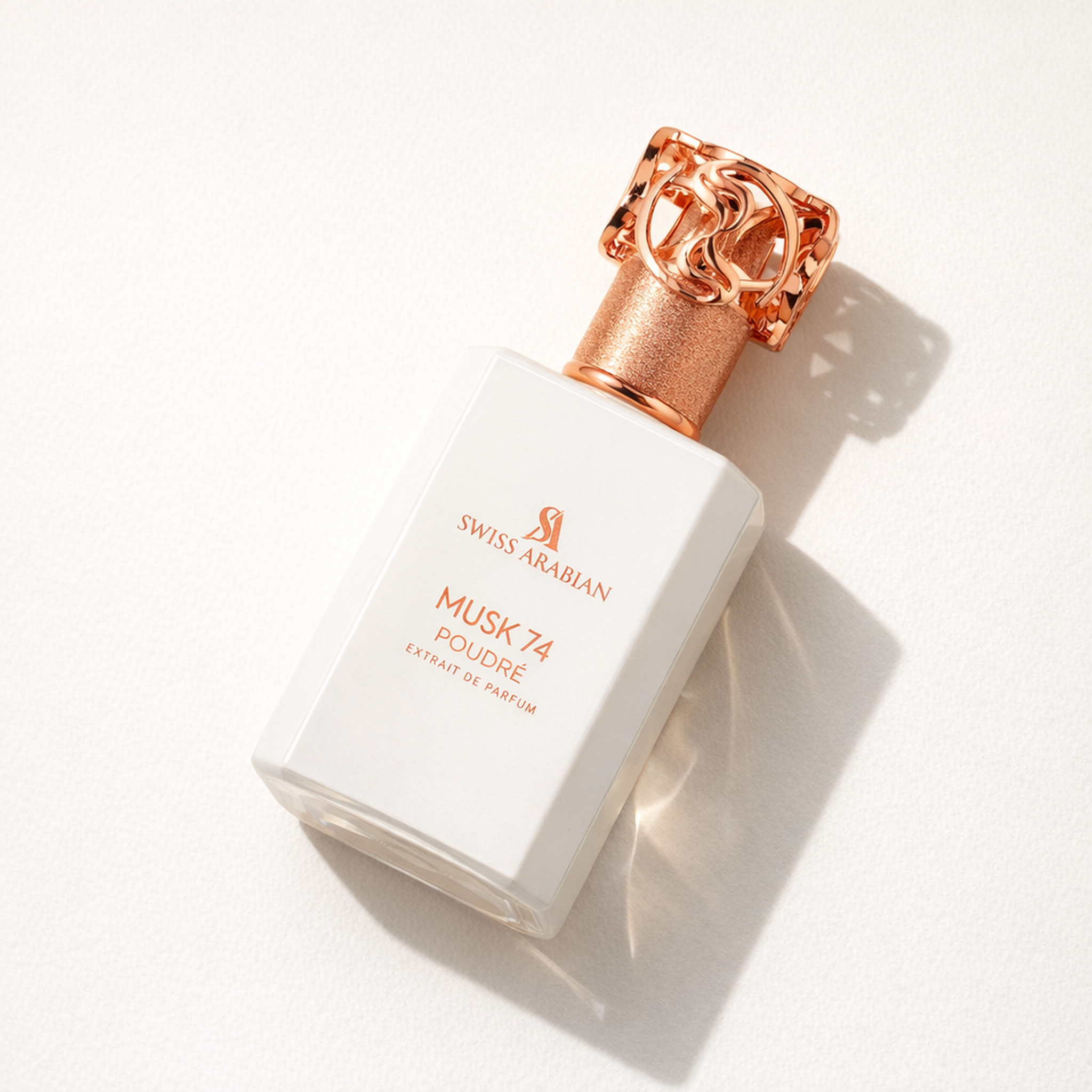 Swiss Arabian Musk 74 Poudre Extrait Parfum angled still-life gallery showcase