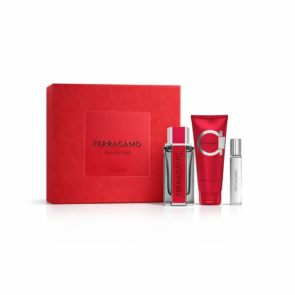Salvatore Ferragamo Red Leather EDP Gift Set for Him OpenAI studio hero