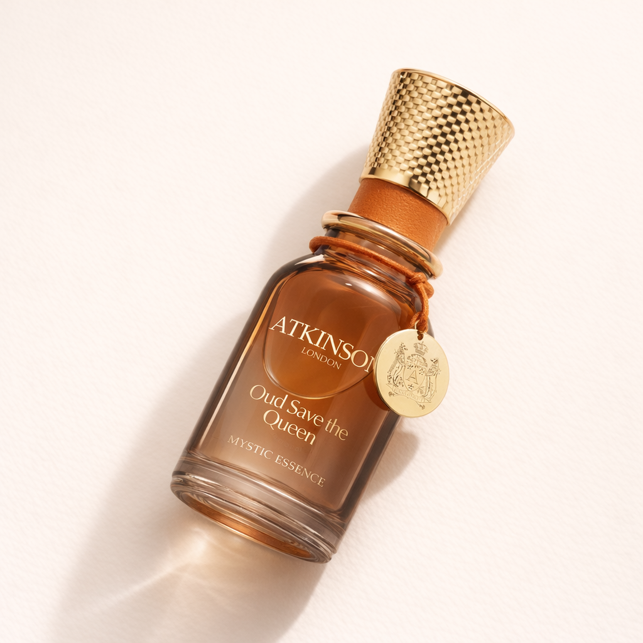 Atkinsons Oud Save the Queen Mystic Essence Concentrated Fragrance Alcohol Free for Women angled still-life gallery showcase