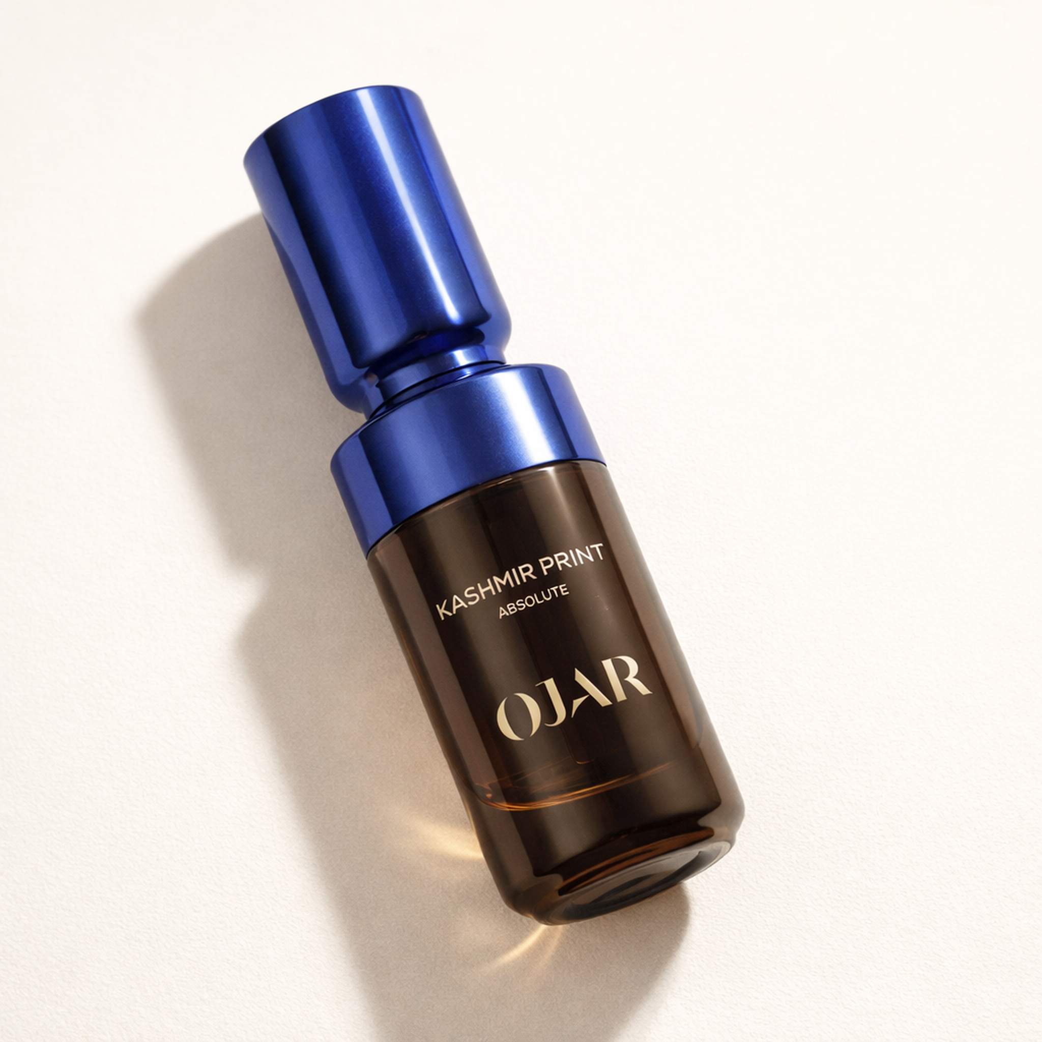 Ojar Kashmir Print Absolute Alcohol Free Perfume Oil angled still-life gallery showcase