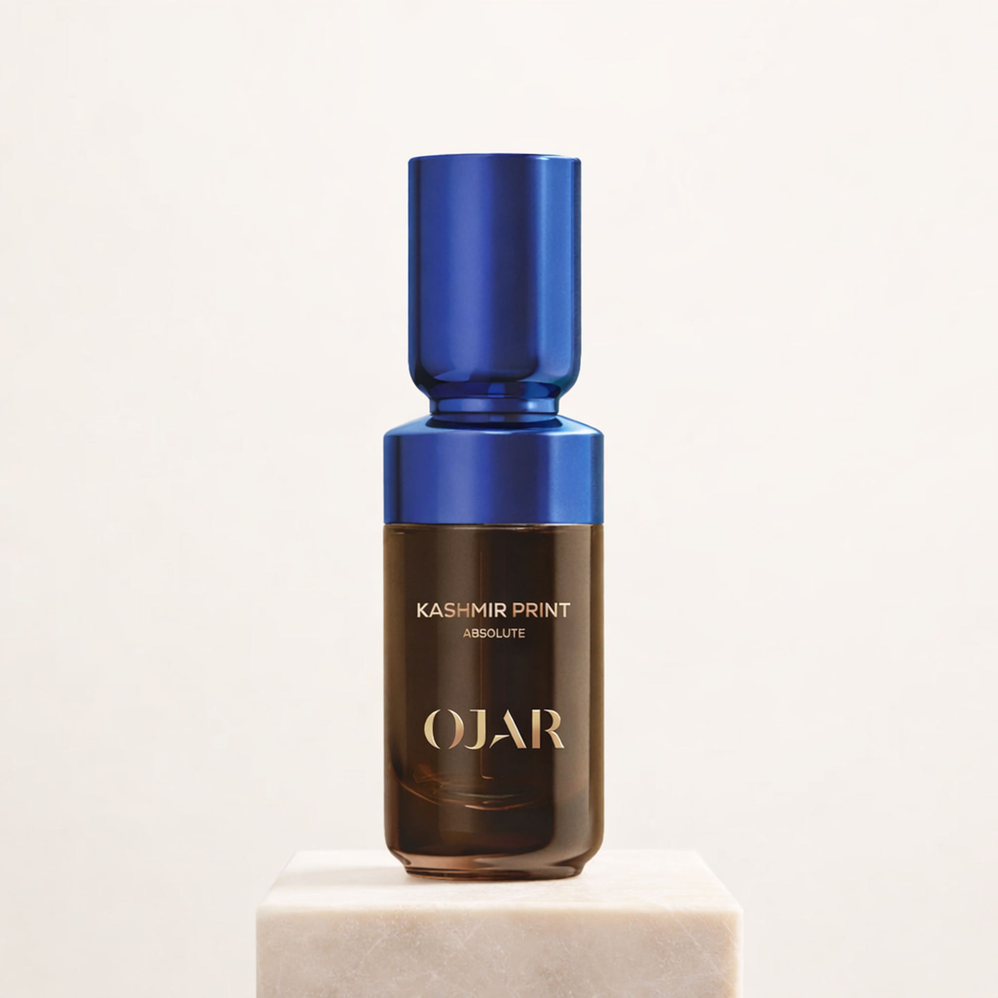 Ojar Kashmir Print Absolute Alcohol Free Perfume Oil upright pedestal gallery showcase