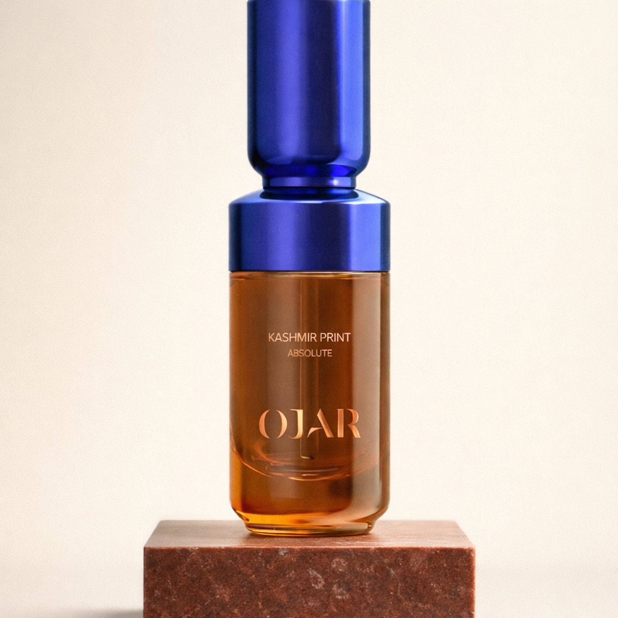 Ojar Kashmir Print EDP upright pedestal gallery showcase