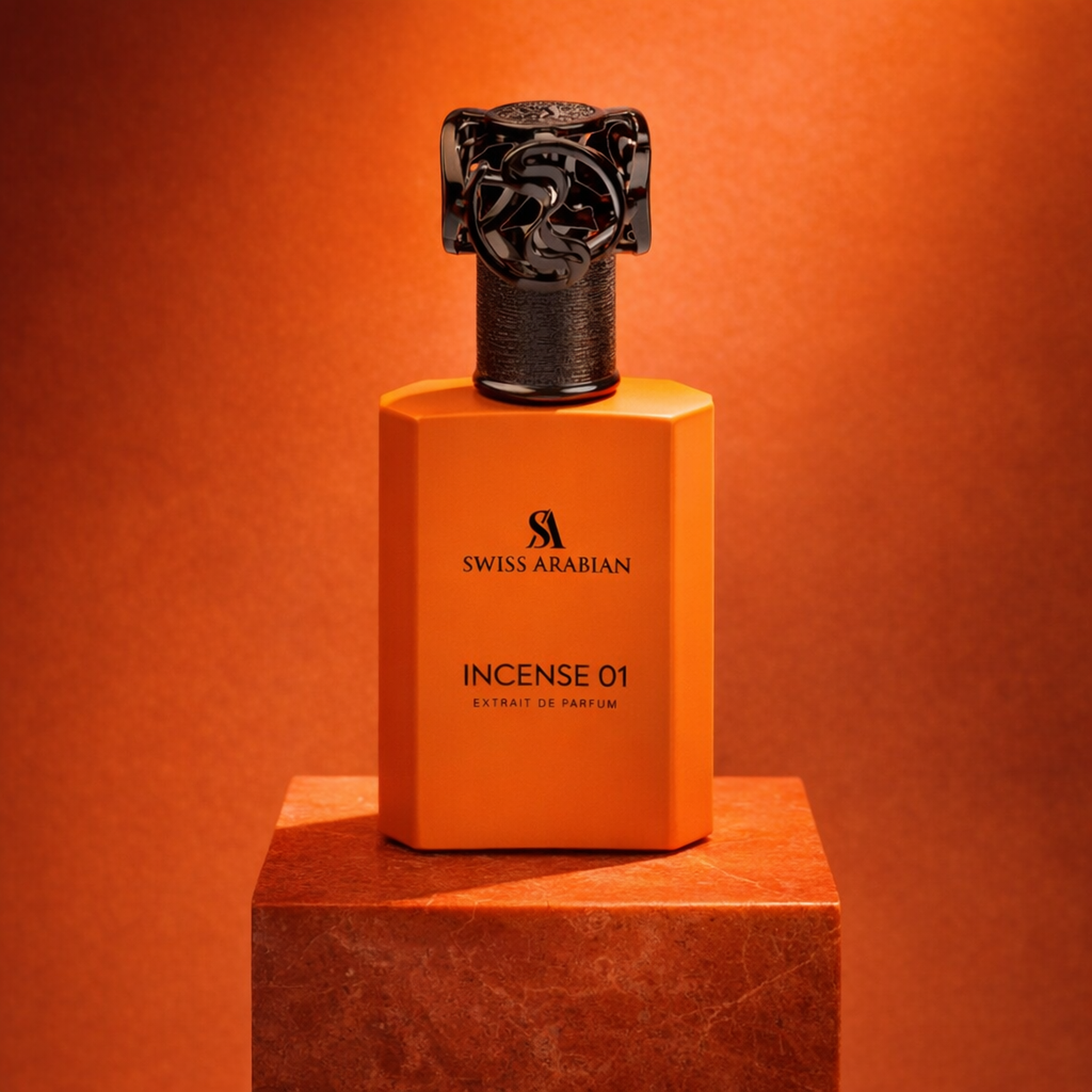 Swiss Arabian Incense 01 Extrait Parfum upright pedestal gallery showcase