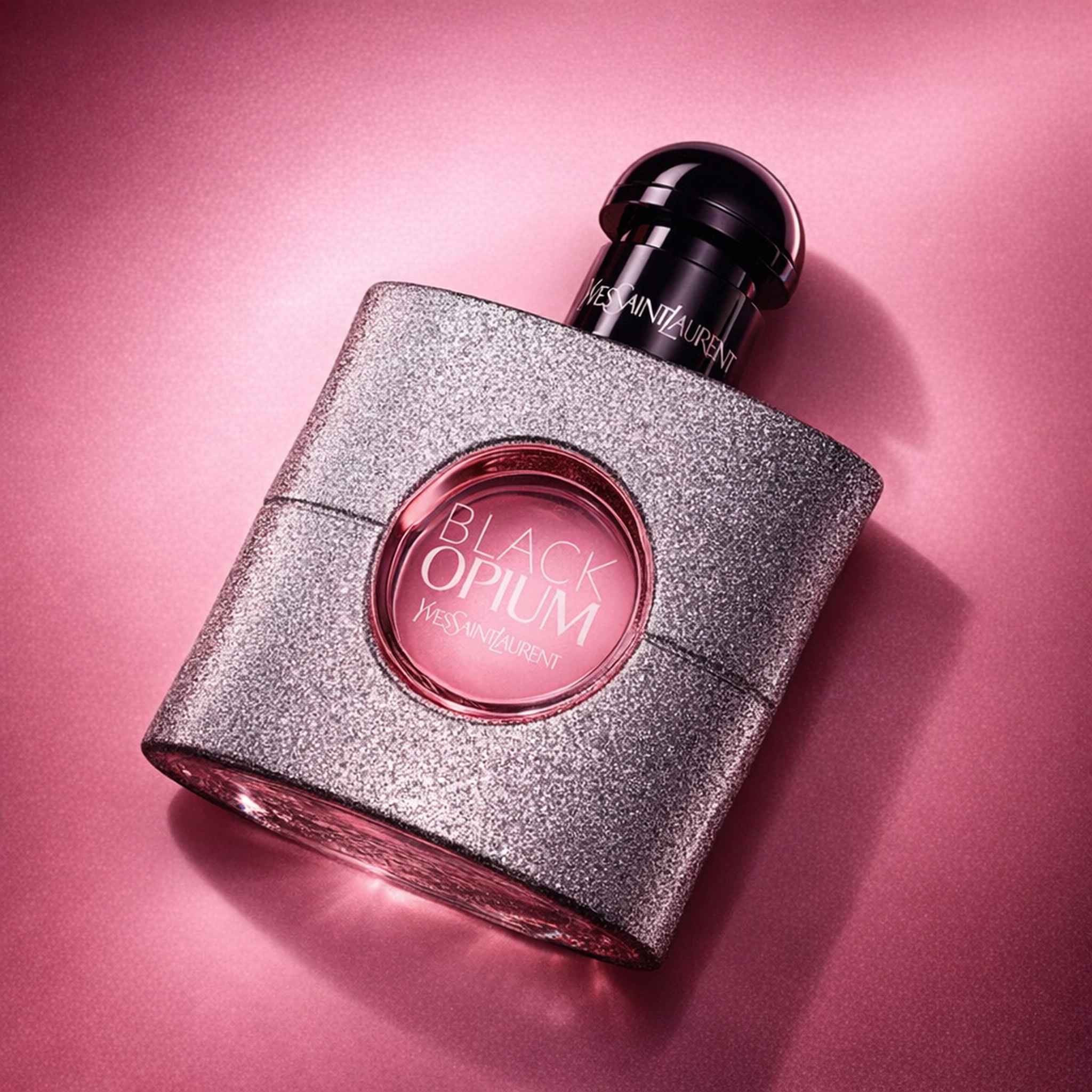 Yves Saint Laurent Black Opium Glitter EDP For Women angled still-life gallery showcase