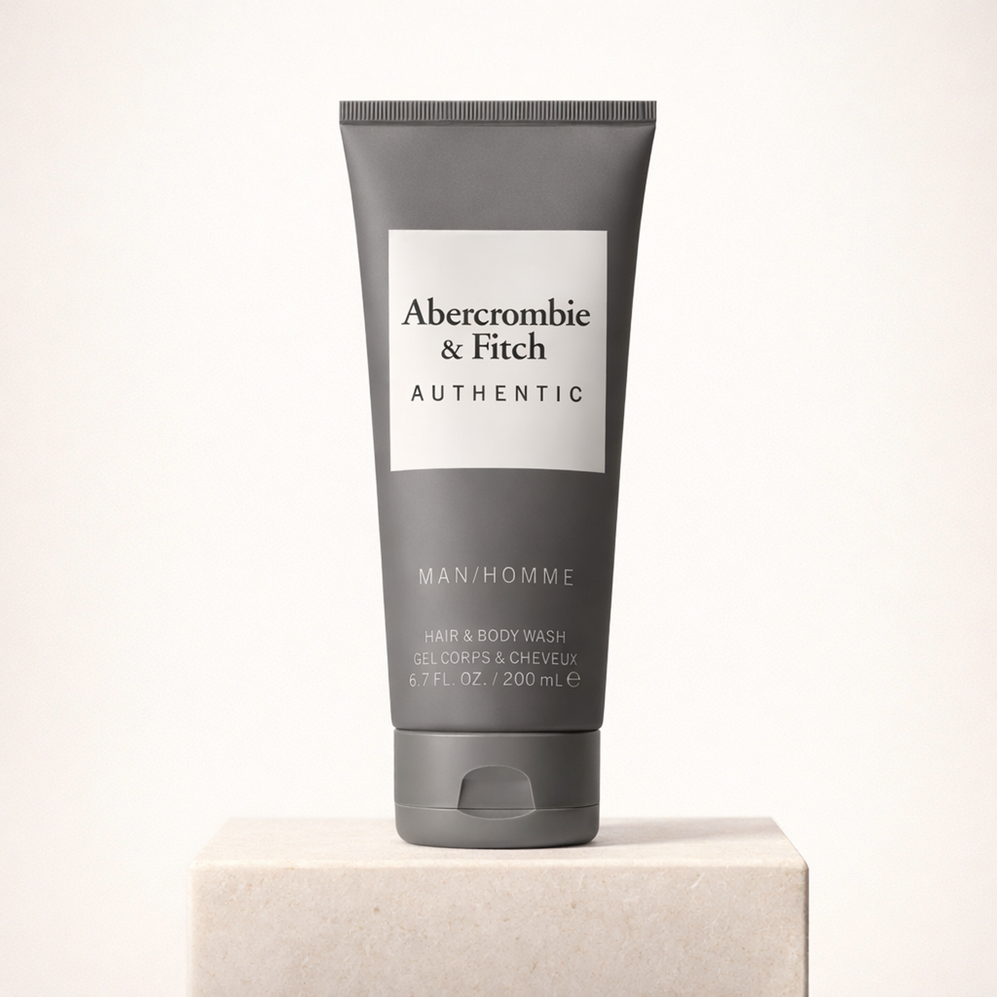 Abercrombie & Fitch Authentic Man Hair & Body Wash upright pedestal gallery showcase