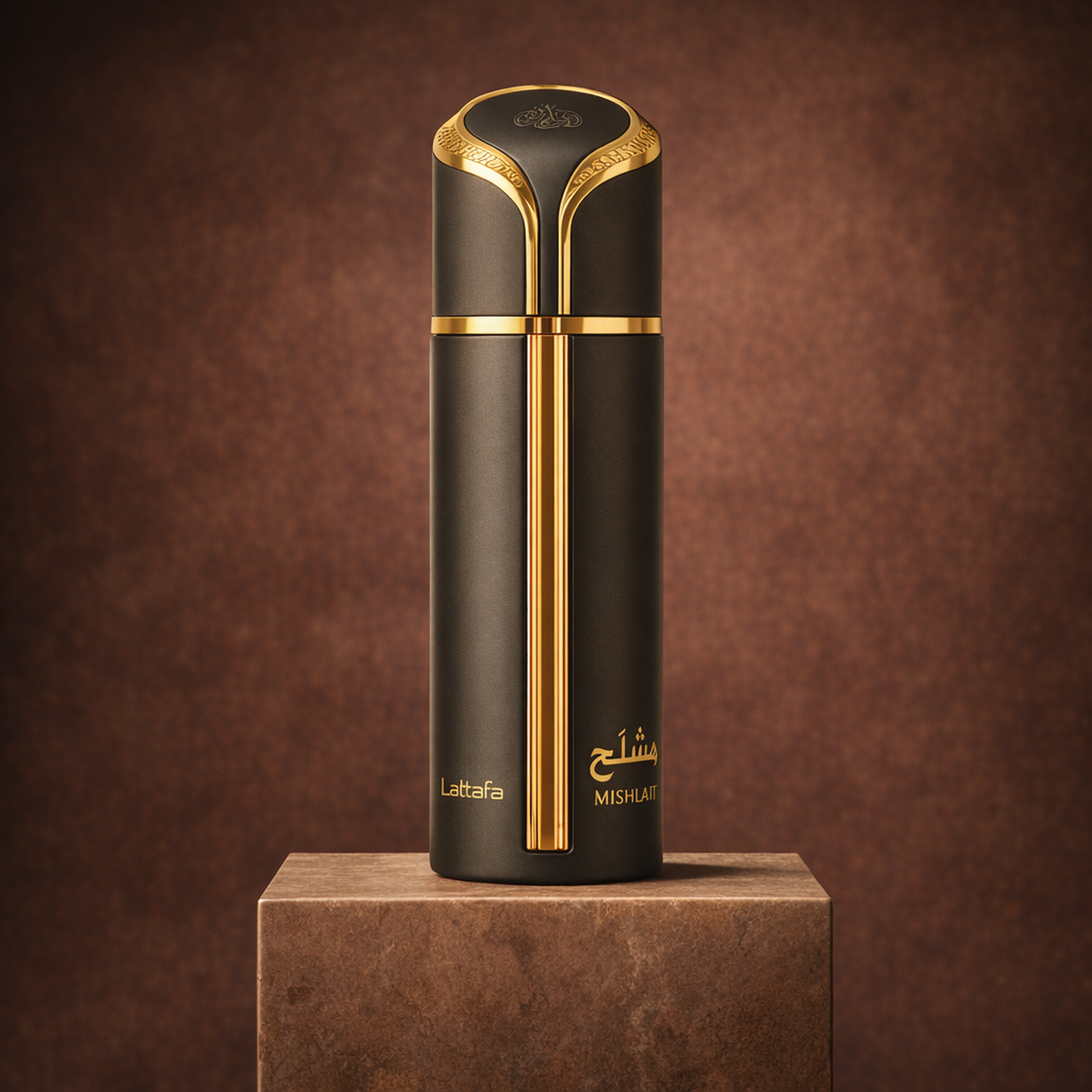 Lattafa Mishlah EDP upright pedestal gallery showcase