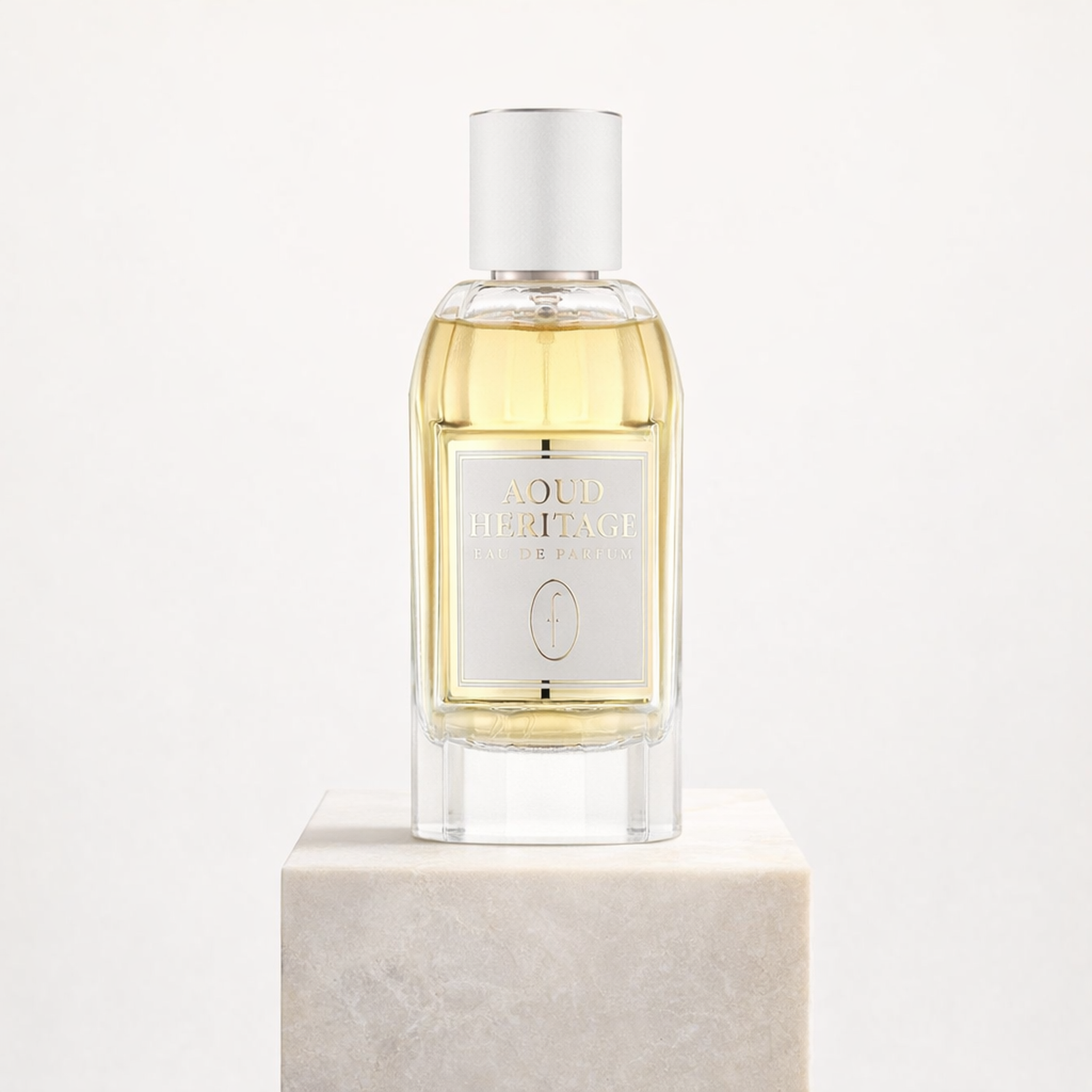 Flavia Aoud Heritage EDP upright pedestal gallery showcase