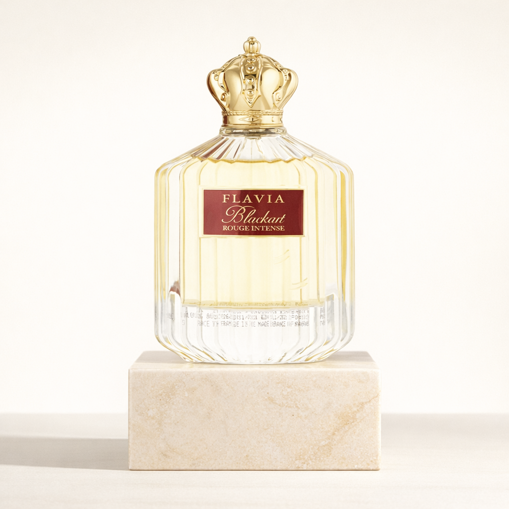 Flavia Blackart Rouge Intense EDP upright pedestal gallery showcase
