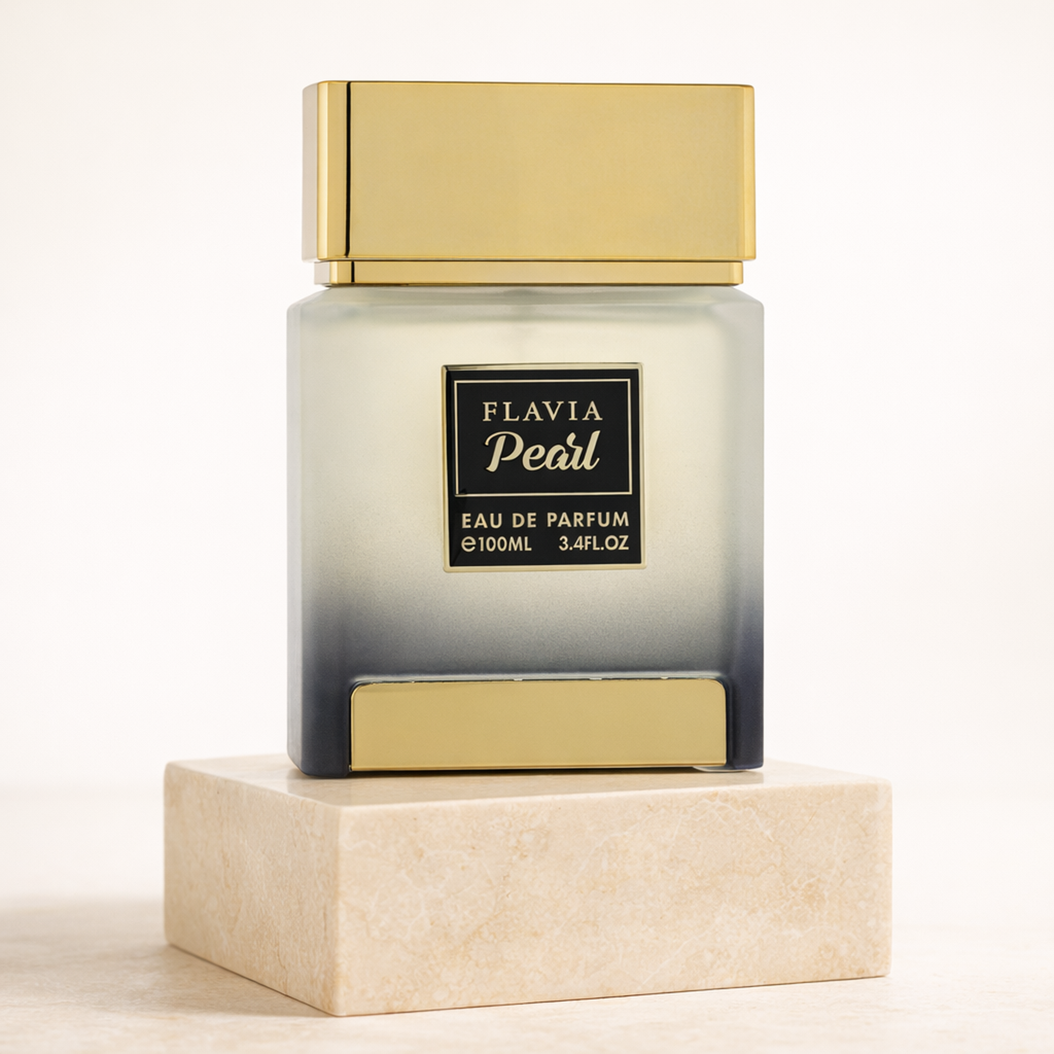 Flavia Dominent Coll. Flavia Pearl EDP upright pedestal gallery showcase