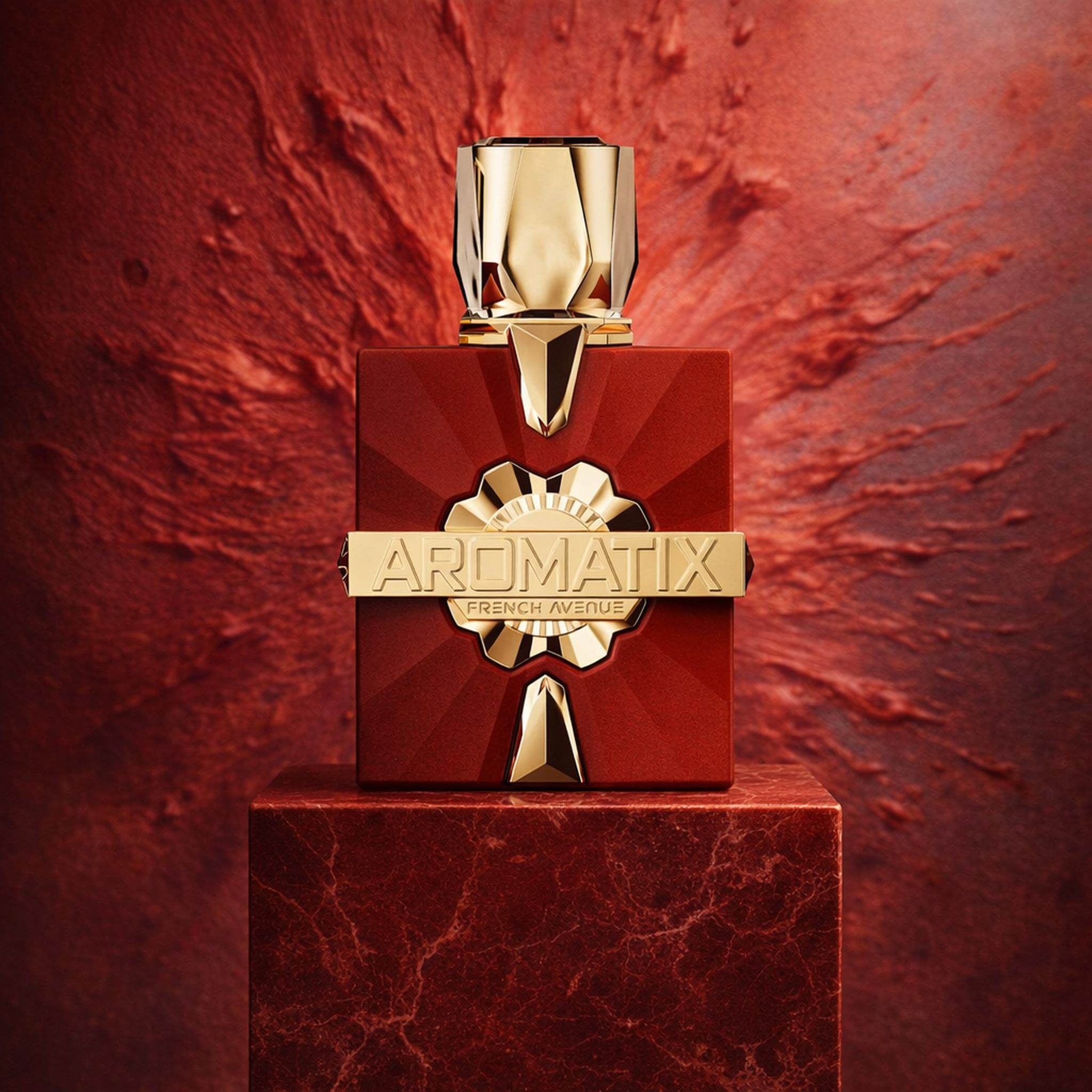 French Avenue Aromatix Carnal Desire Extrait Parfum upright pedestal gallery showcase