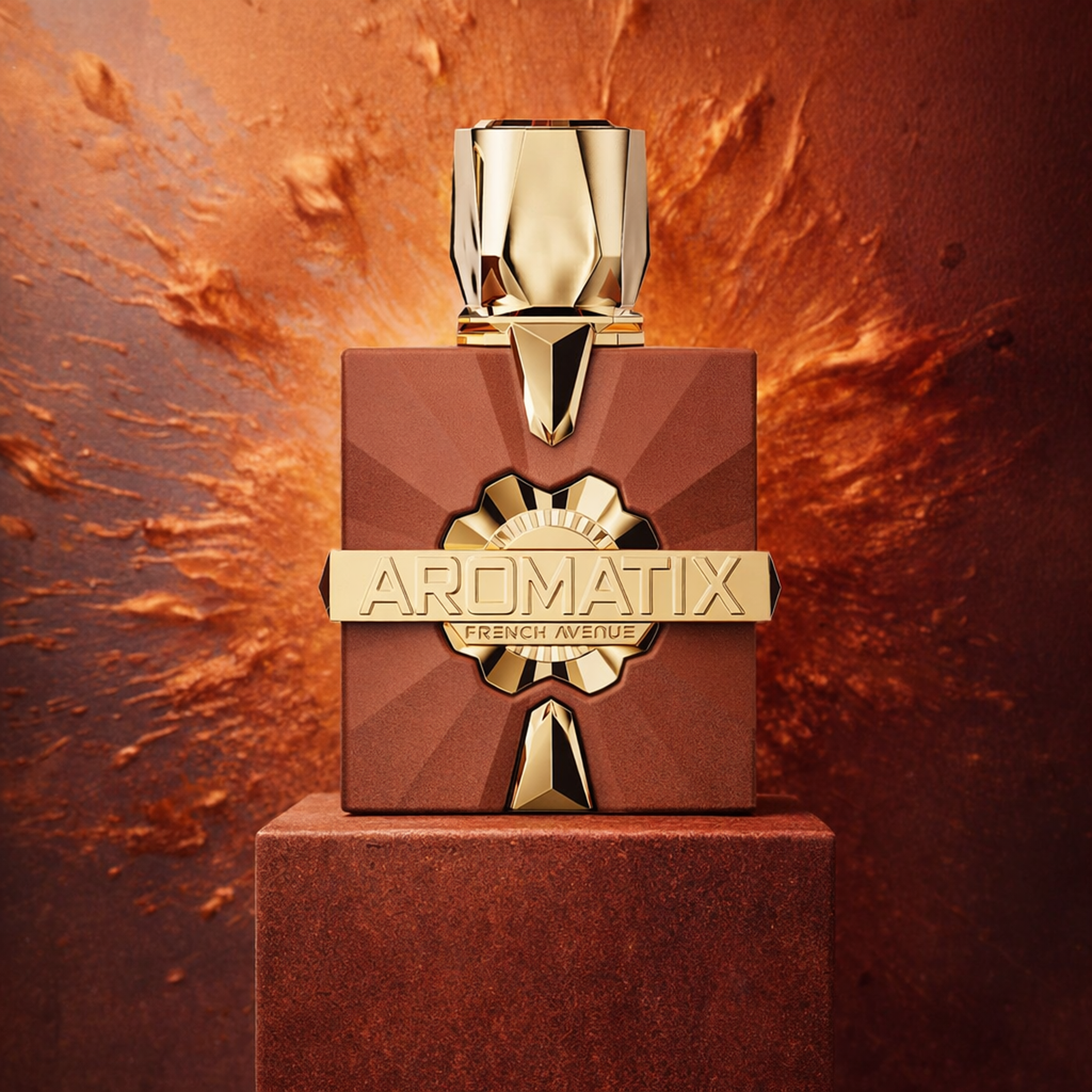 French Avenue Aromatix Royal Taboo Extrait Parfum upright pedestal gallery showcase