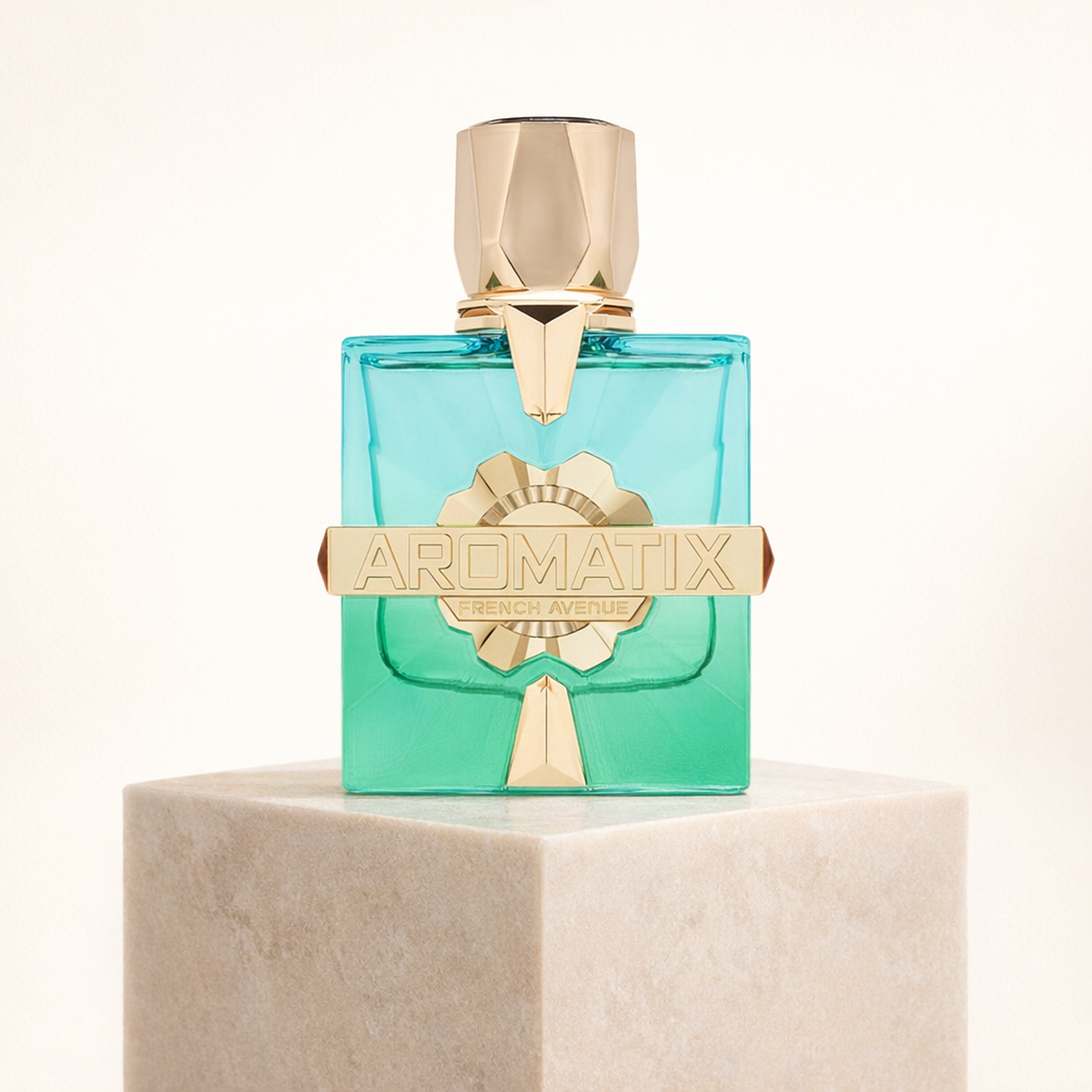 French Avenue Aromatix Sun Kissed Extrait Parfum upright pedestal gallery showcase