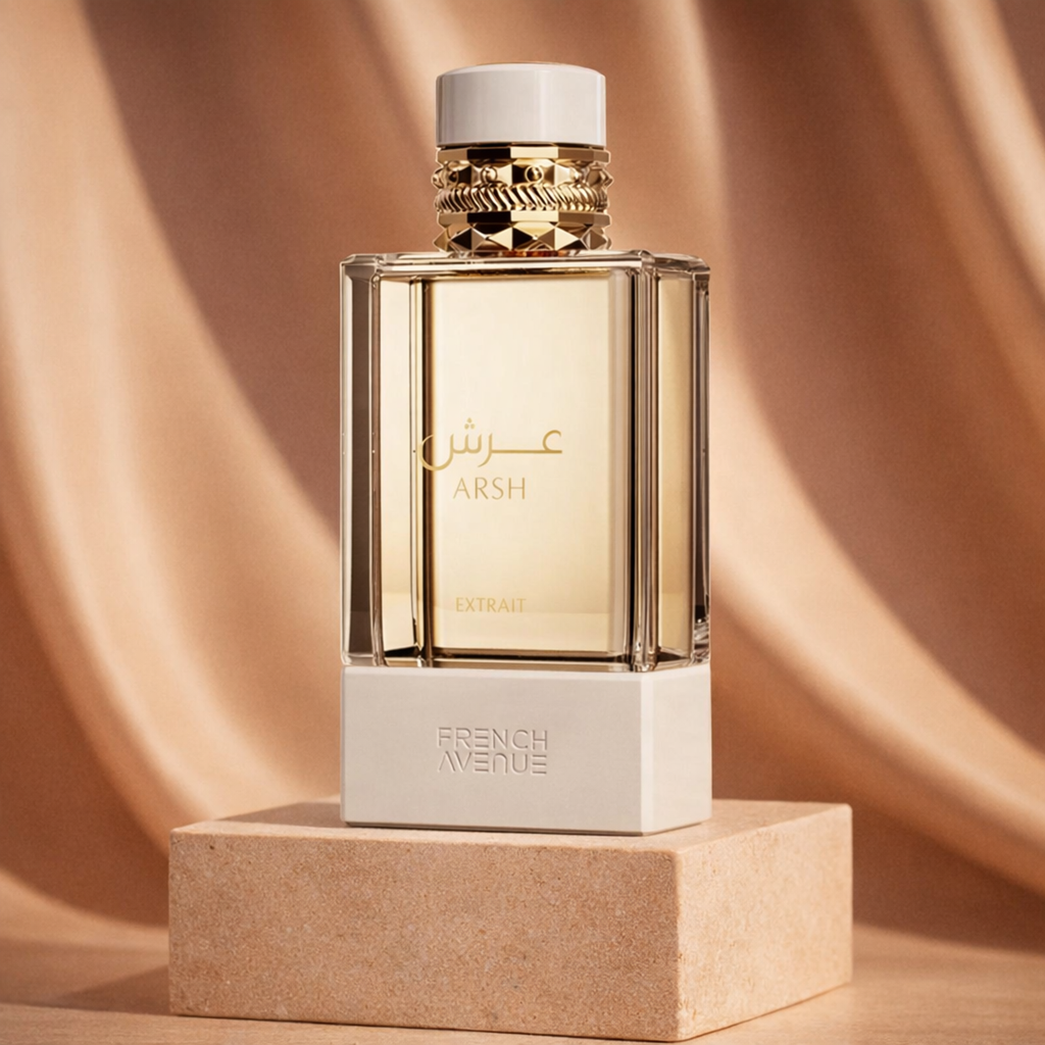 French Avenue Arsh Extrait Parfum upright pedestal gallery showcase