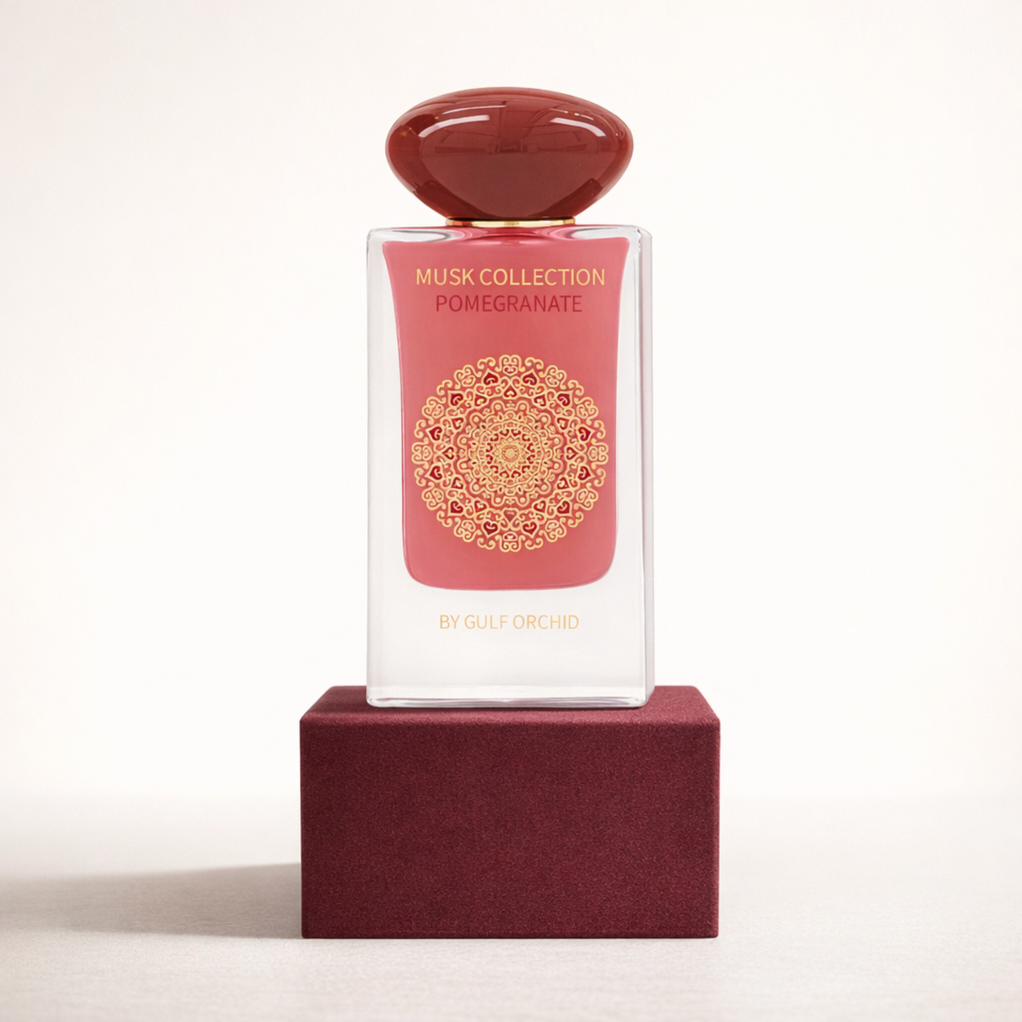 Gulf Orchid Pomegranate EDP upright pedestal gallery showcase