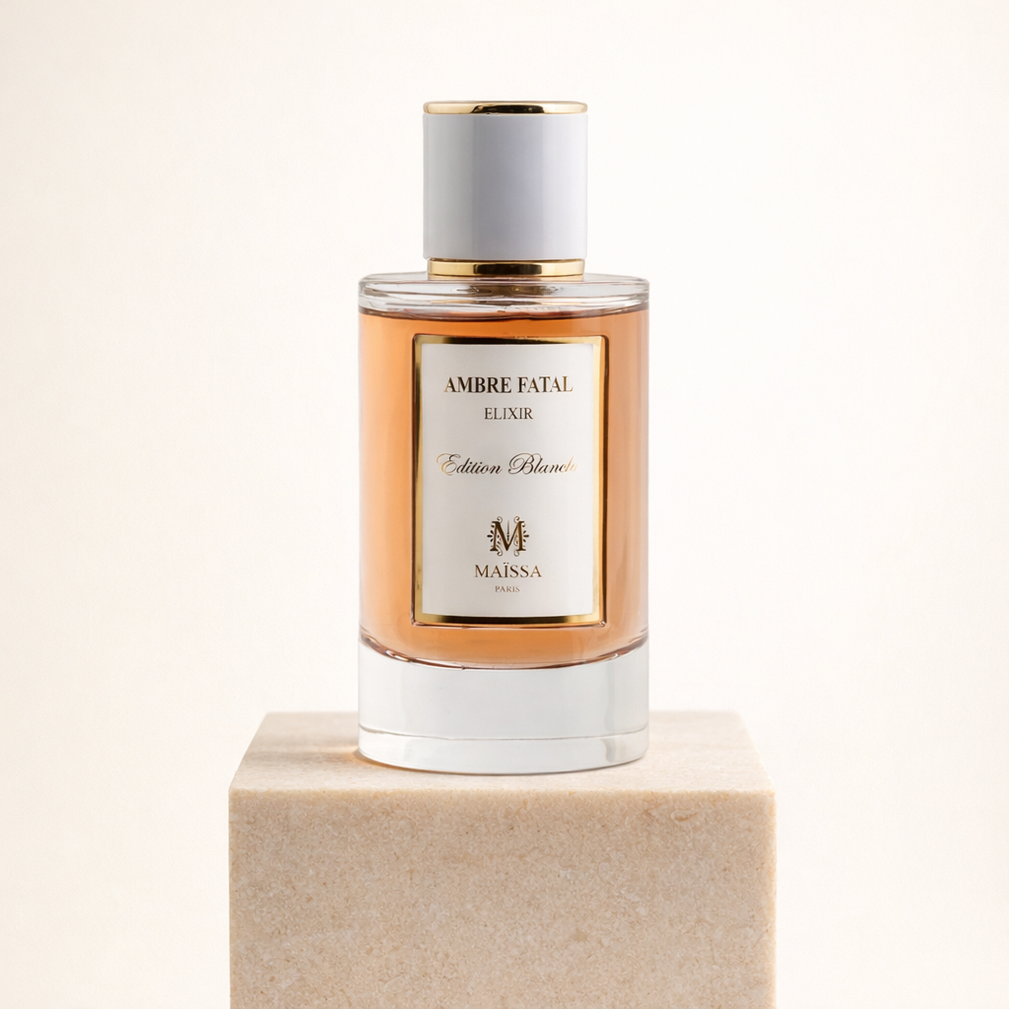 Maissa Ambre Fatal Elixir EDP upright pedestal gallery showcase