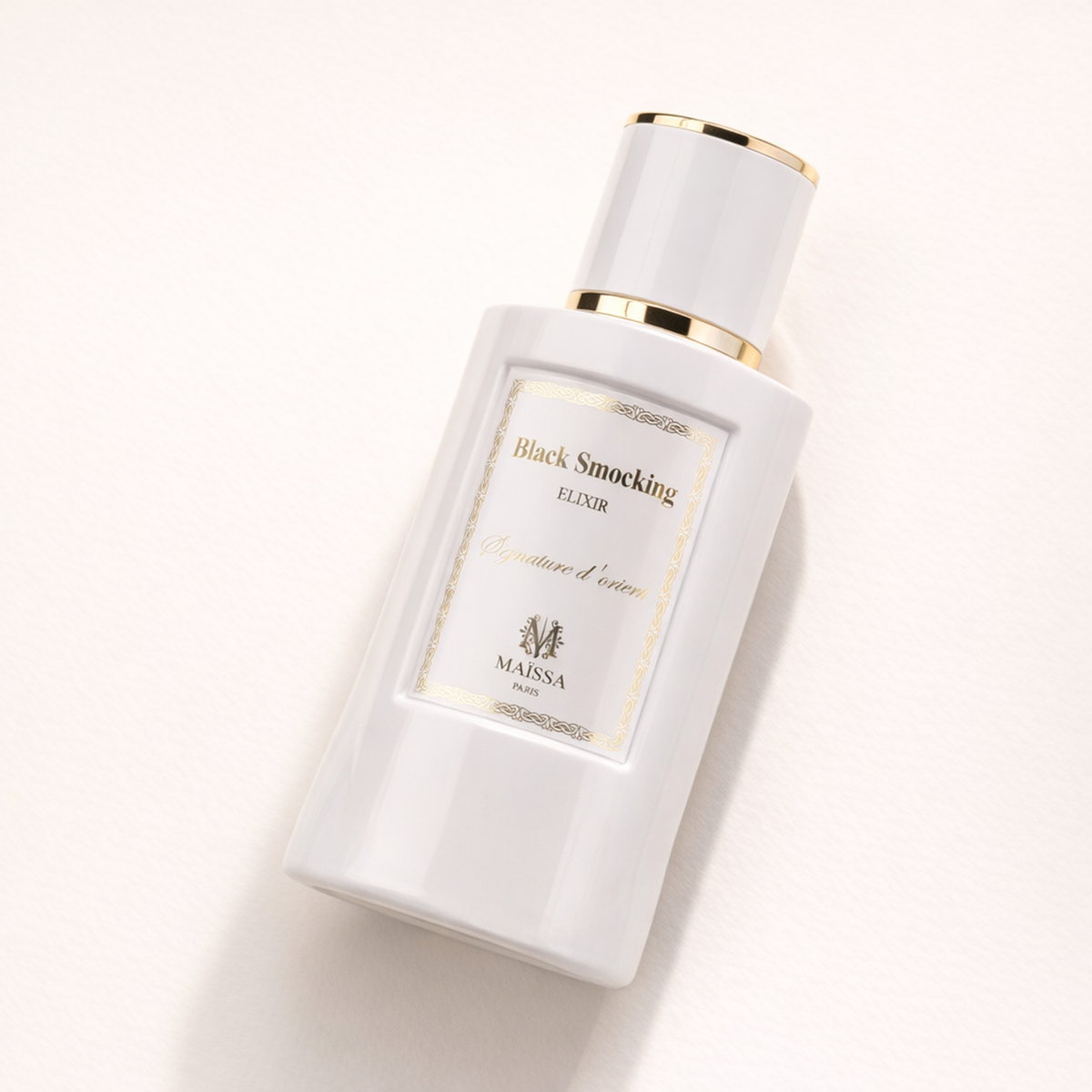 Maissa Black Smocking Elixir EDP angled still-life gallery showcase
