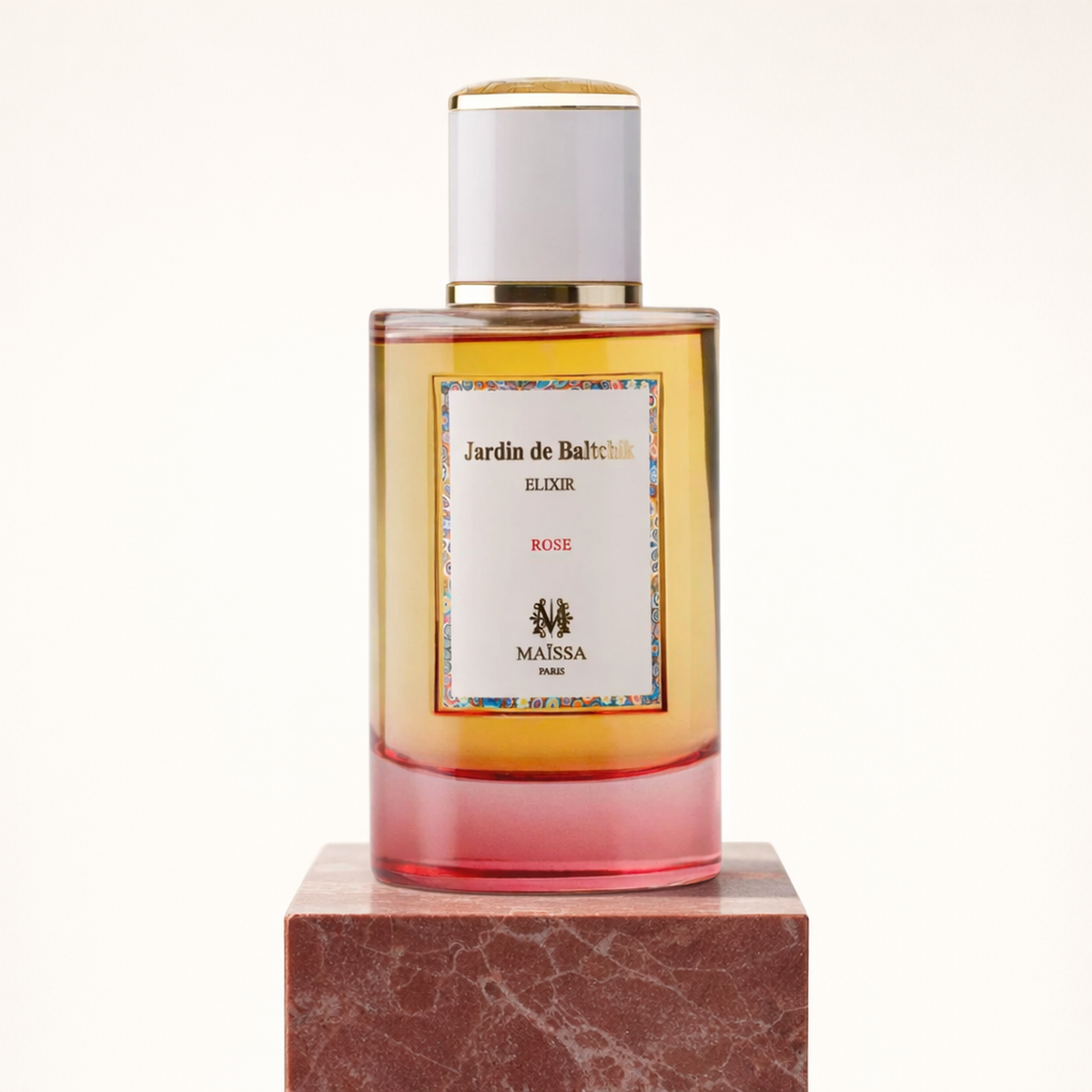 Maissa Jardin de Baltchik Elixir Rose EDP upright pedestal gallery showcase