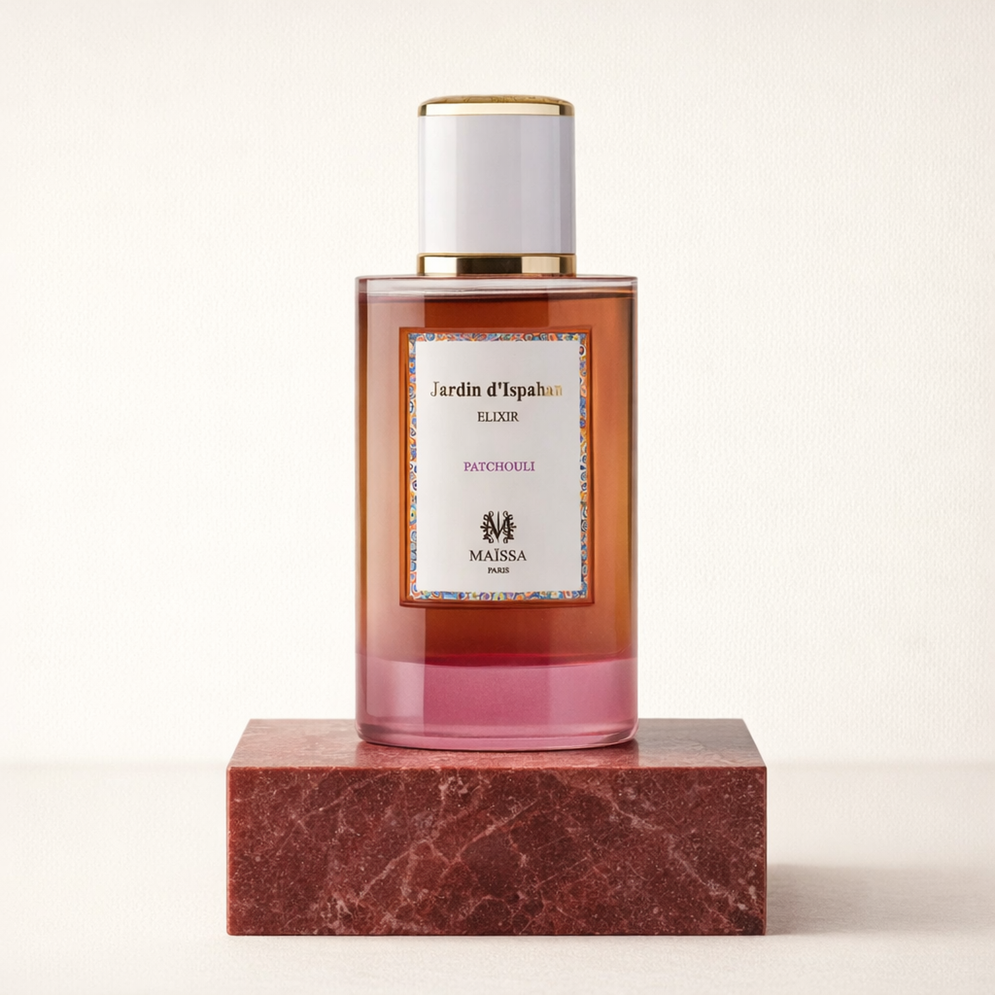 Maissa Jardin D'Ispahan Patchouli EDP upright pedestal gallery showcase