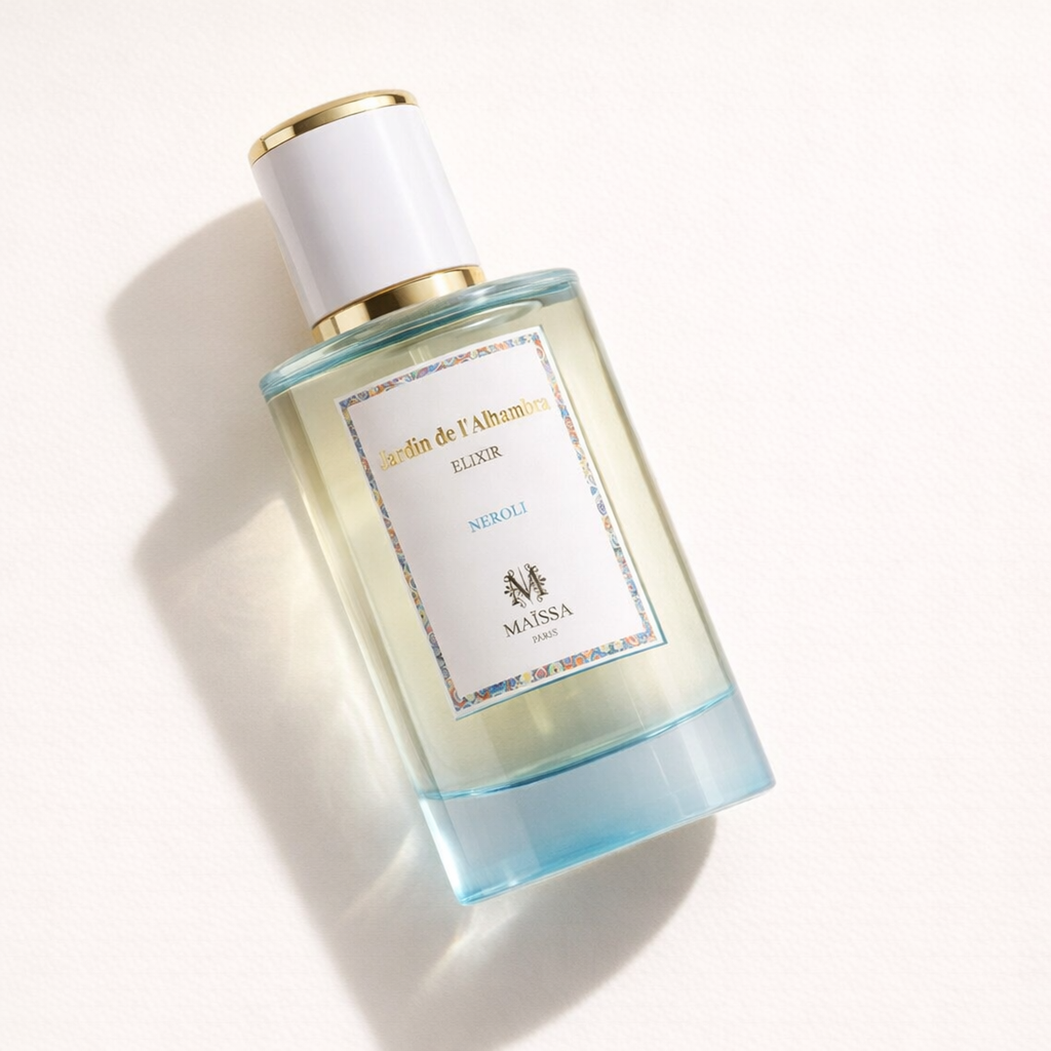 Maissa Jardin de L'Alhambra Elixir Neroli EDP angled still-life gallery showcase