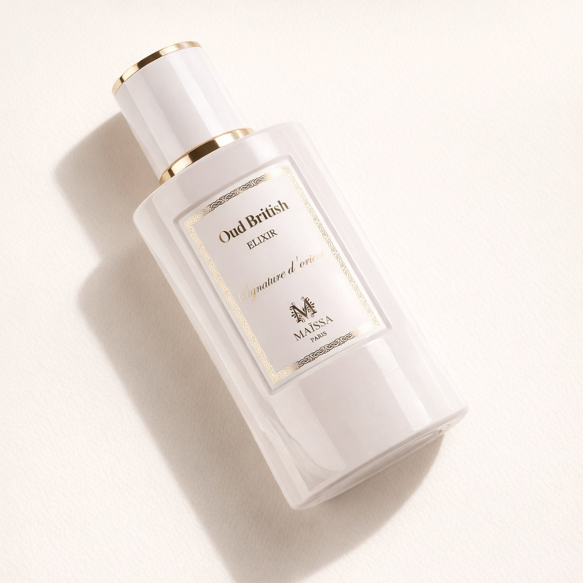 Maissa Oud British Elixir EDP angled still-life gallery showcase