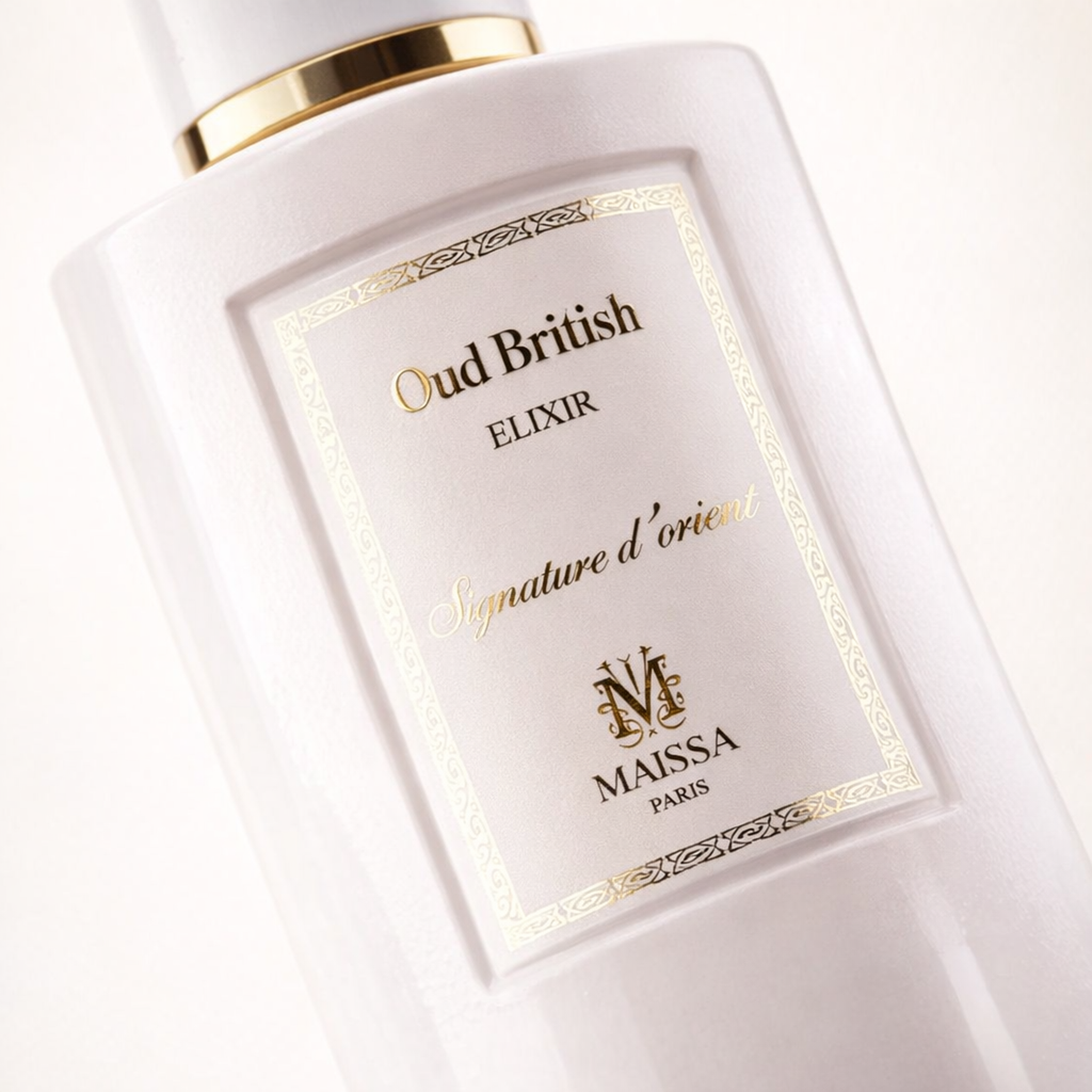Maissa Oud British Elixir EDP macro label detail gallery showcase