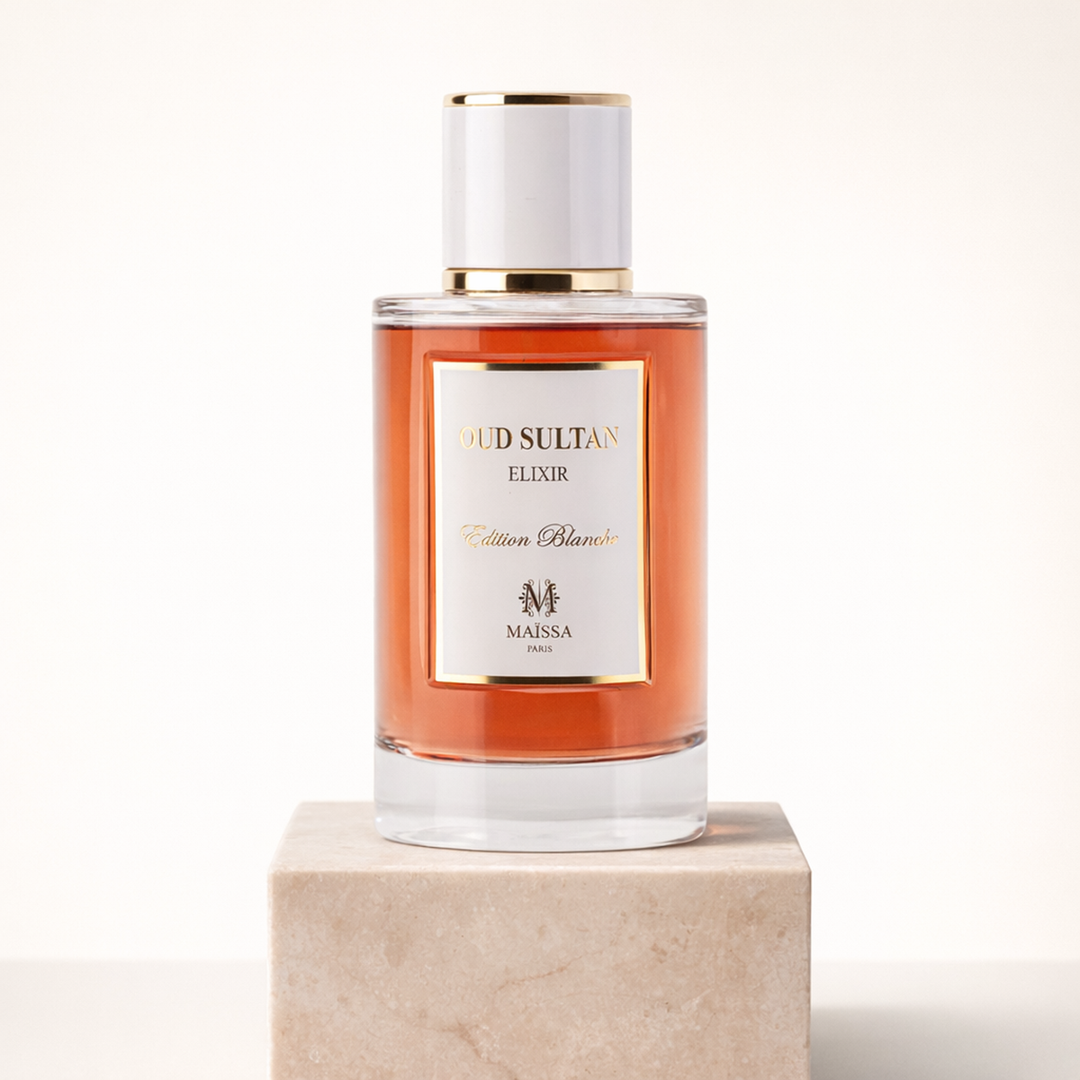 Maissa Oud Sultan Elixir EDP upright pedestal gallery showcase