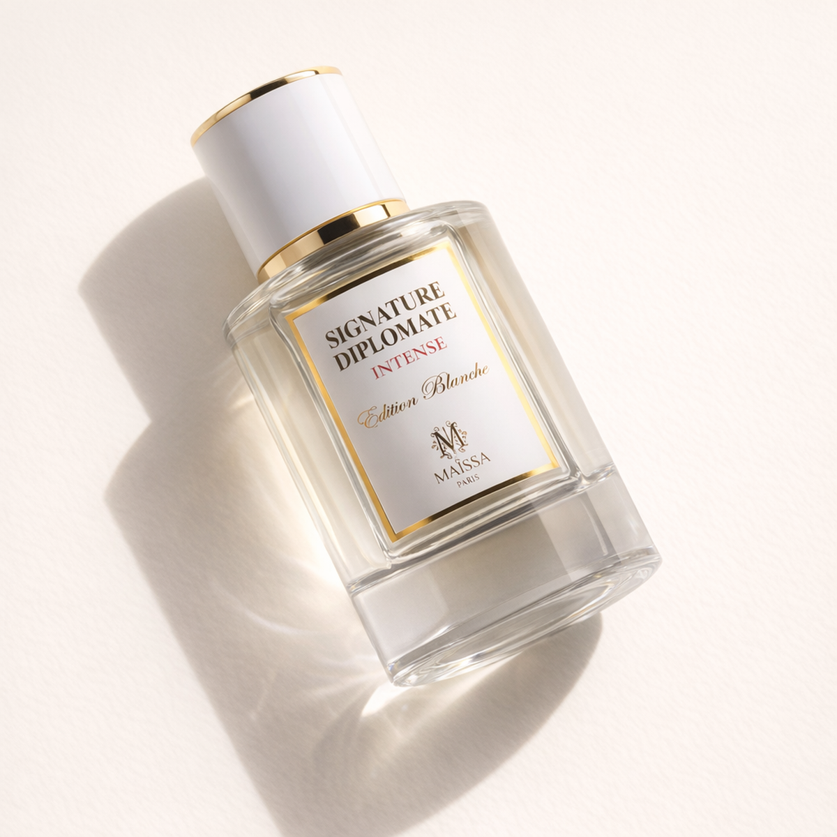 Maissa Signature Diplomte L'Intense EDP angled still-life gallery showcase