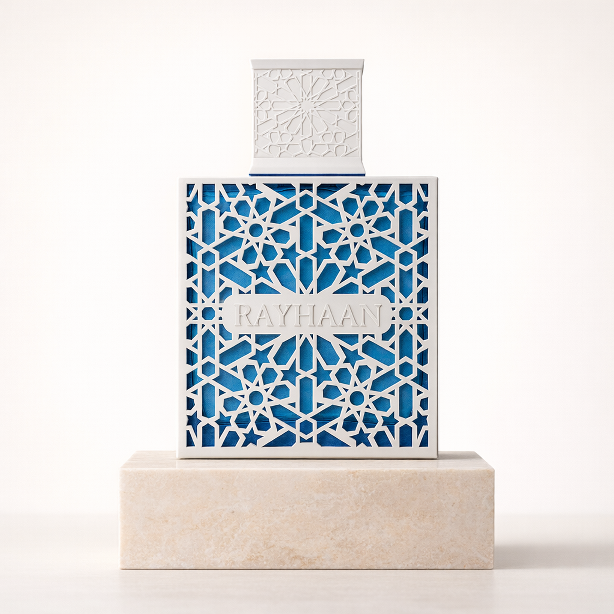 Rayhaan Azul EDP upright pedestal gallery showcase