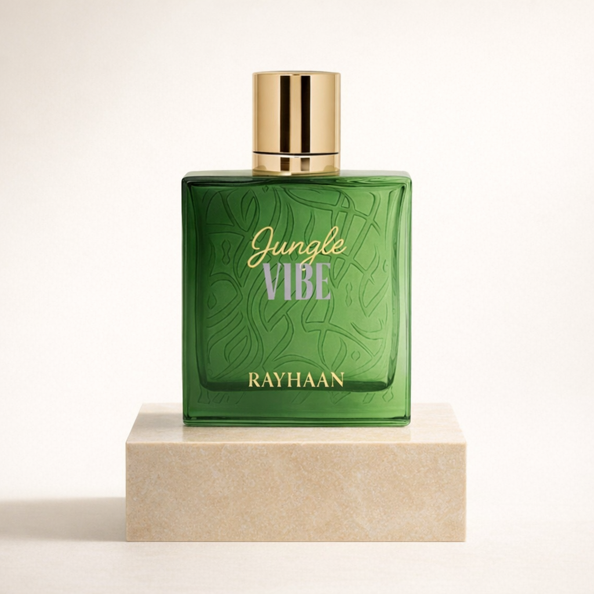 Rayhaan Jungle Vibe EDP upright pedestal gallery showcase