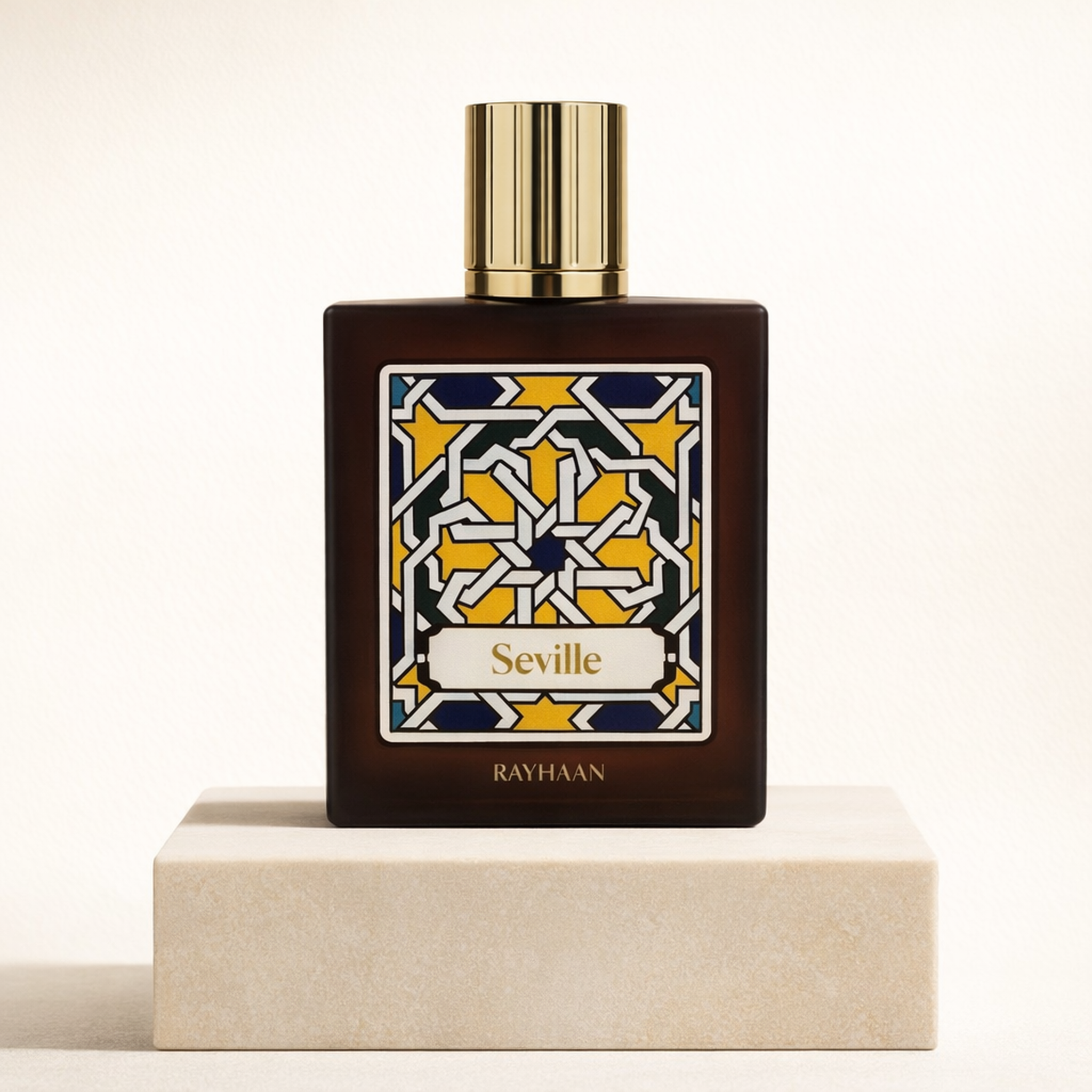 Rayhaan Seville EDP upright pedestal gallery showcase
