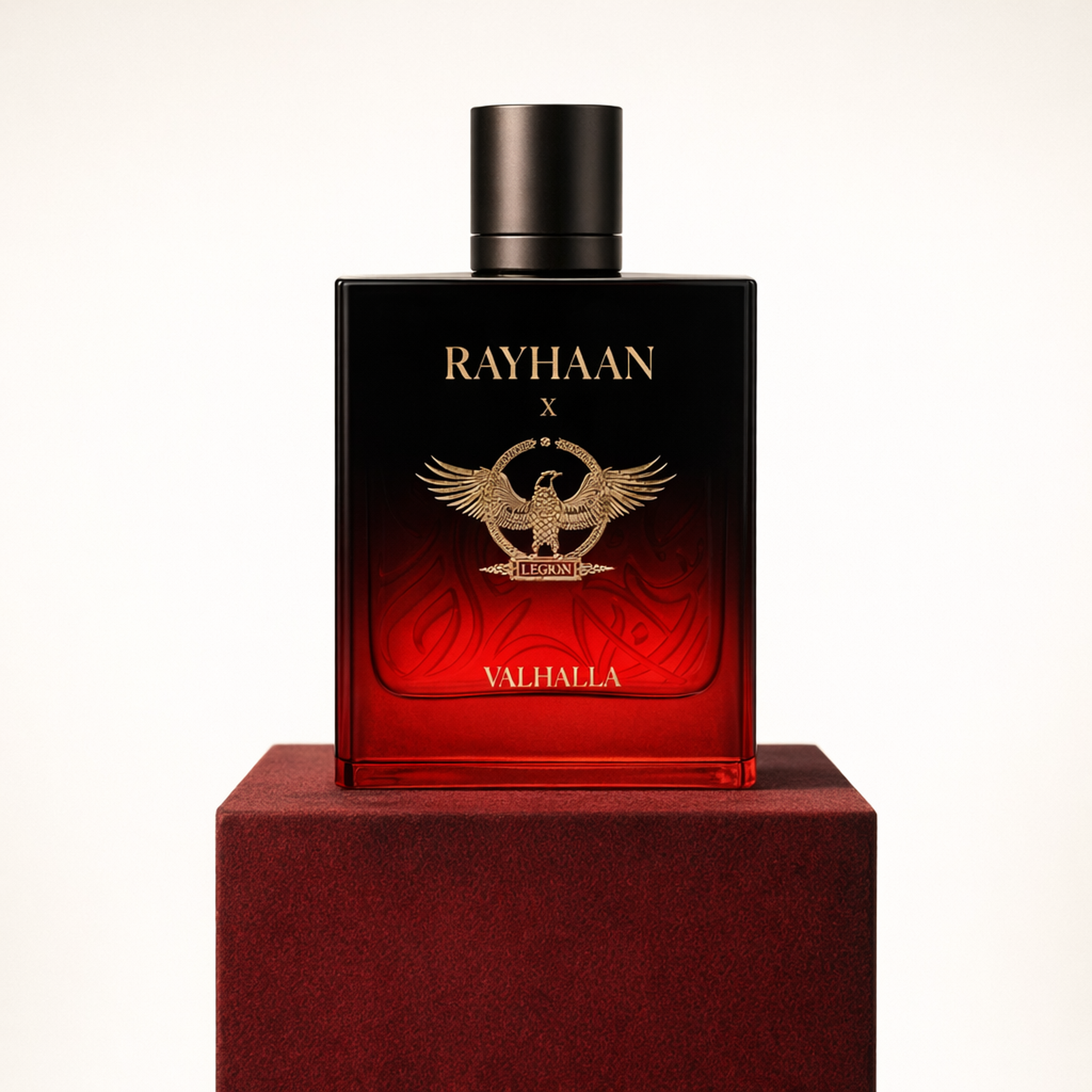 Rayhaan X Valhalla EDP upright pedestal gallery showcase