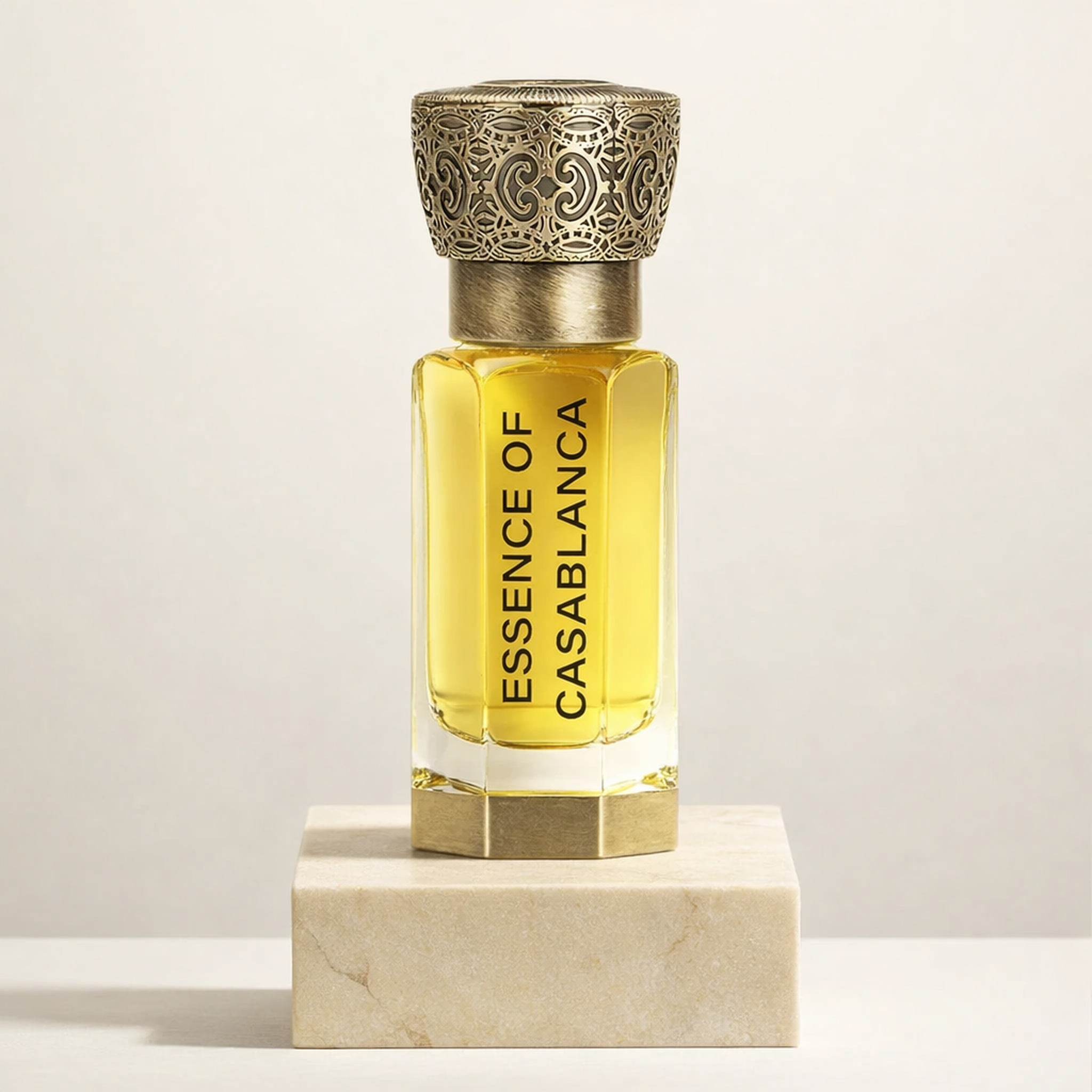 Swiss Arabian Essence of Casablanca Extrait Parfum upright pedestal gallery showcase