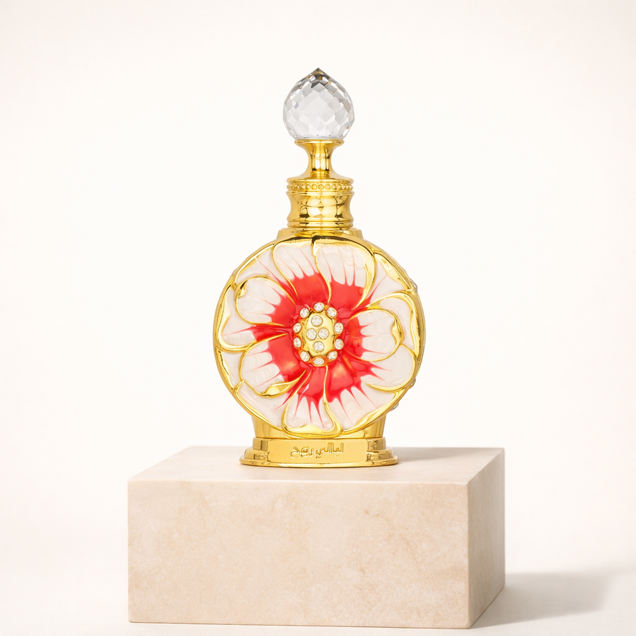 Swiss Arabian Layali Rouge CPO upright pedestal gallery showcase