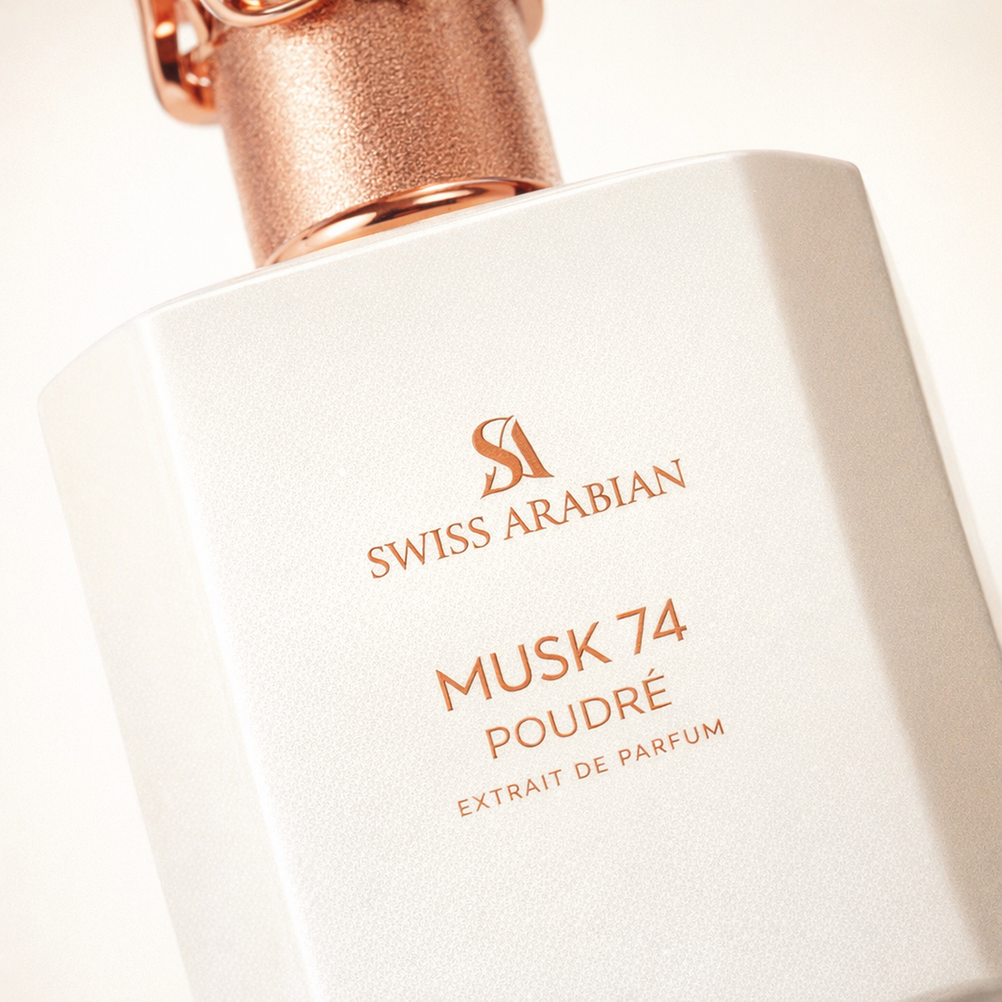 Swiss Arabian Musk 74 Poudre Extrait Parfum macro label detail gallery showcase