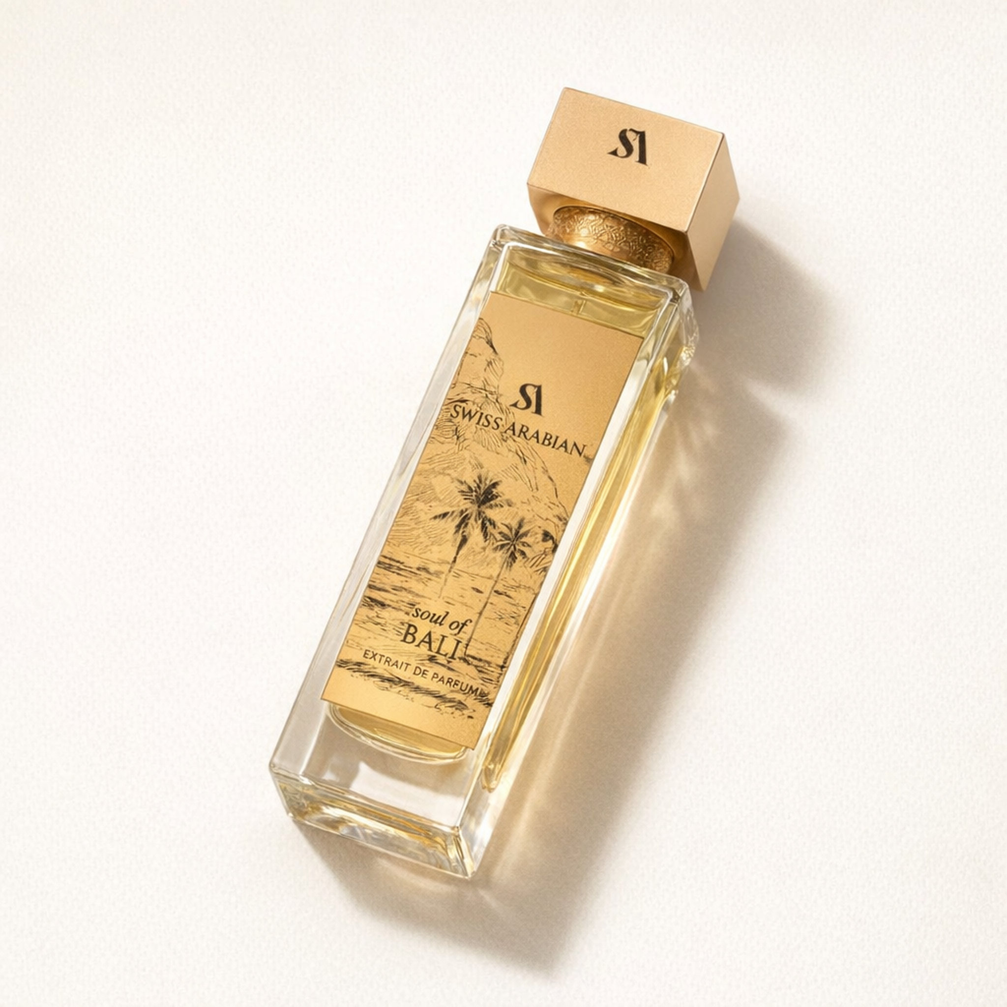Swiss Arabian Soul of Bali Extrait Parfum angled still-life gallery showcase