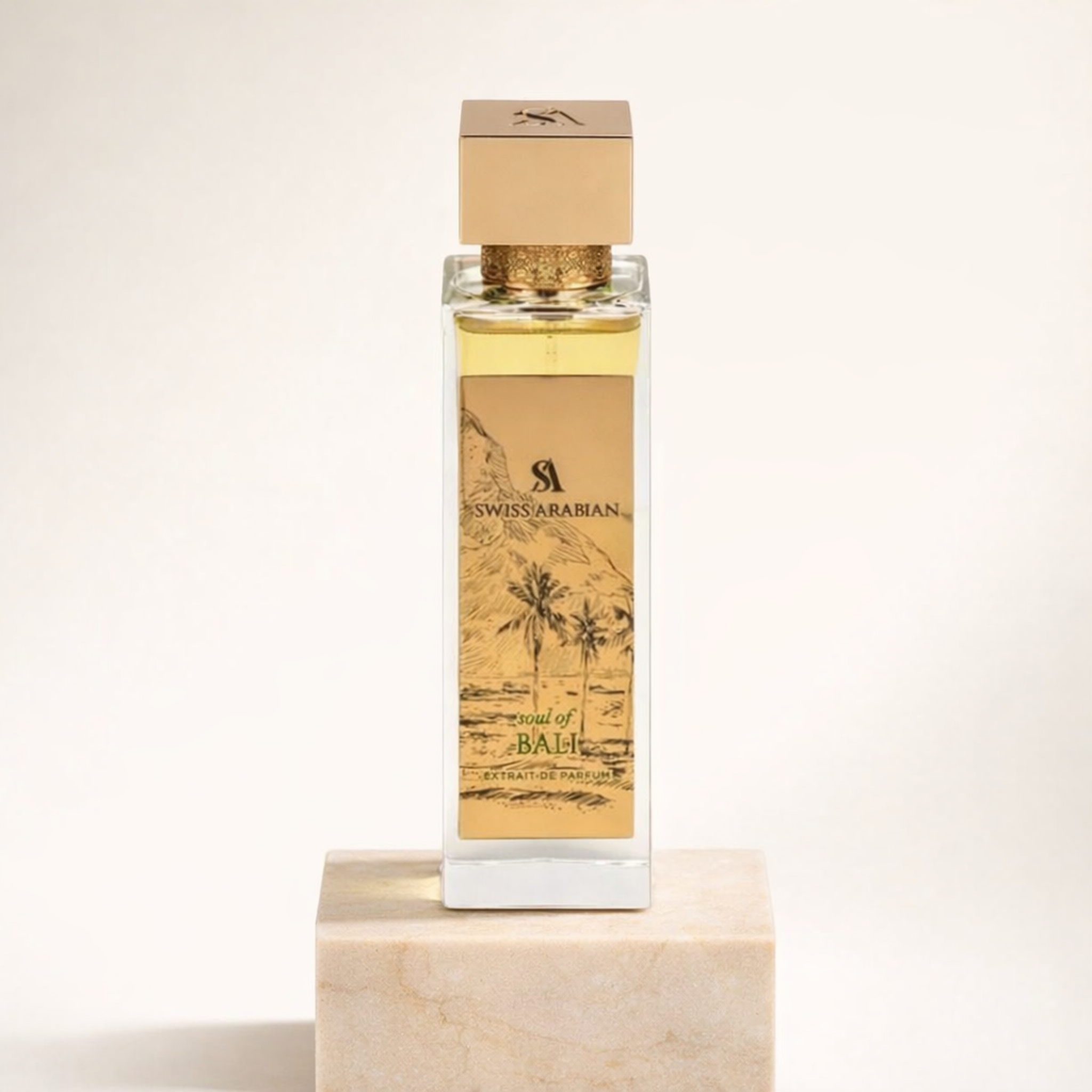 Swiss Arabian Soul of Bali Extrait Parfum upright pedestal gallery showcase